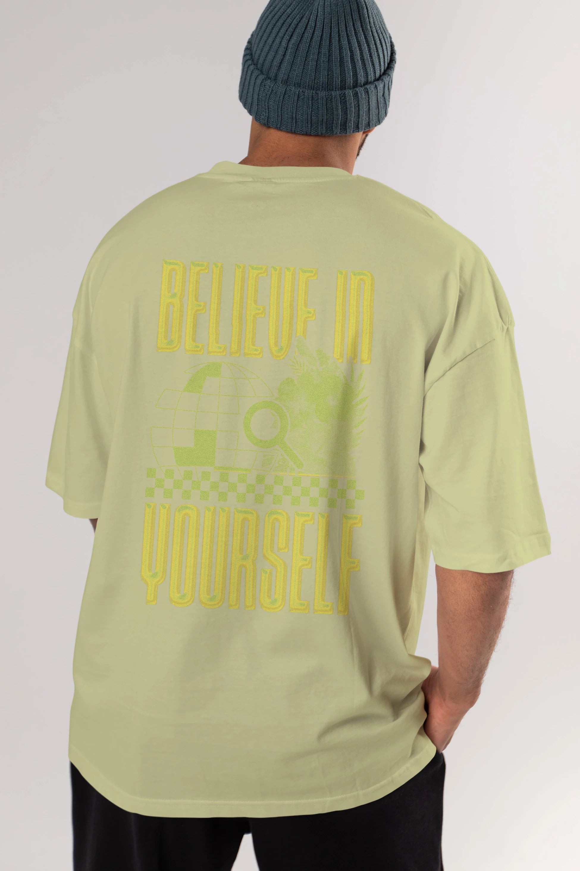 Believe in Yourself Yellow Arka Baskılı Oversize t-shirt Erkek Kadın Unisex