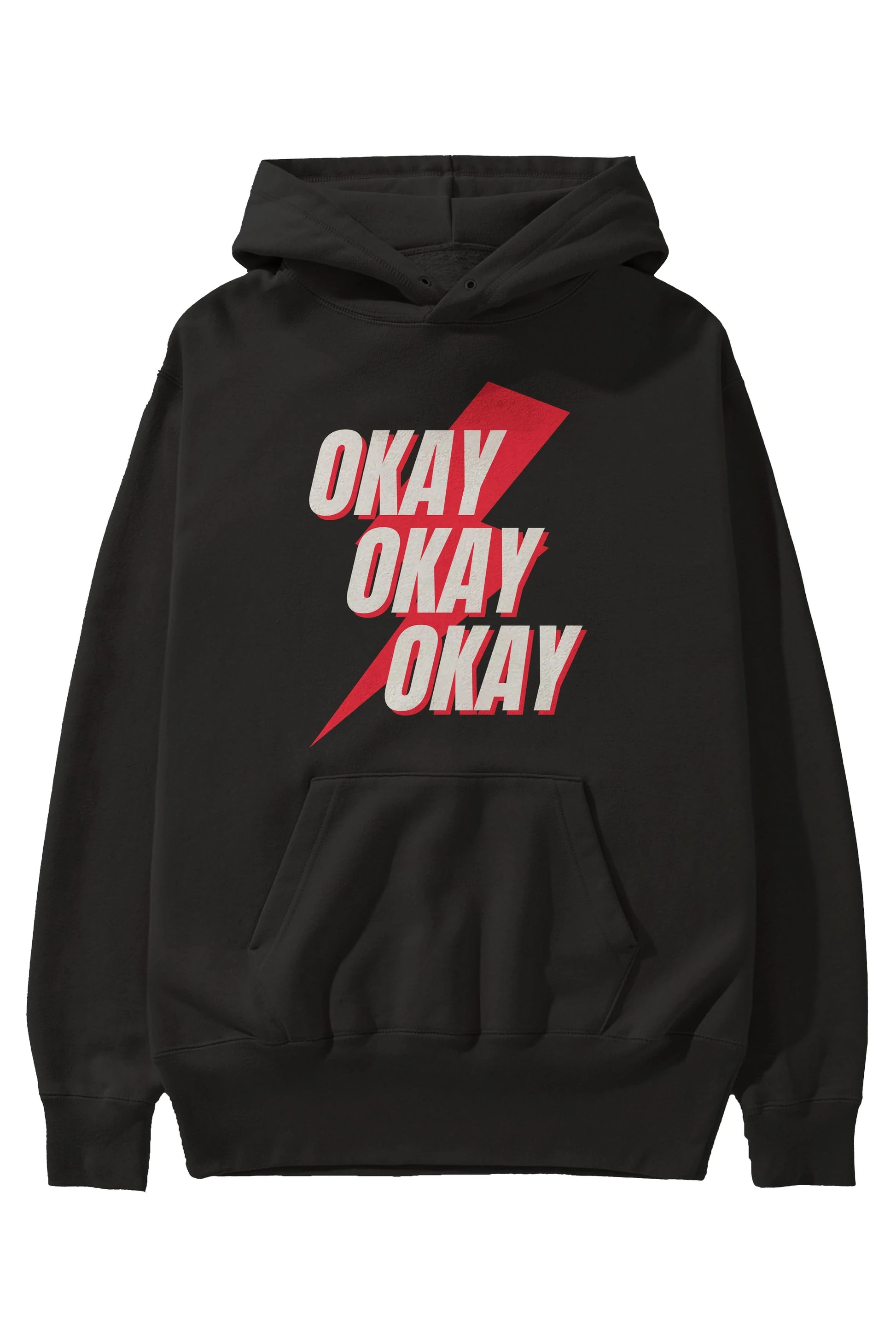 Okay Ön Baskılı Oversize Hoodie Kapüşonlu Sweatshirt Erkek Kadın Unisex