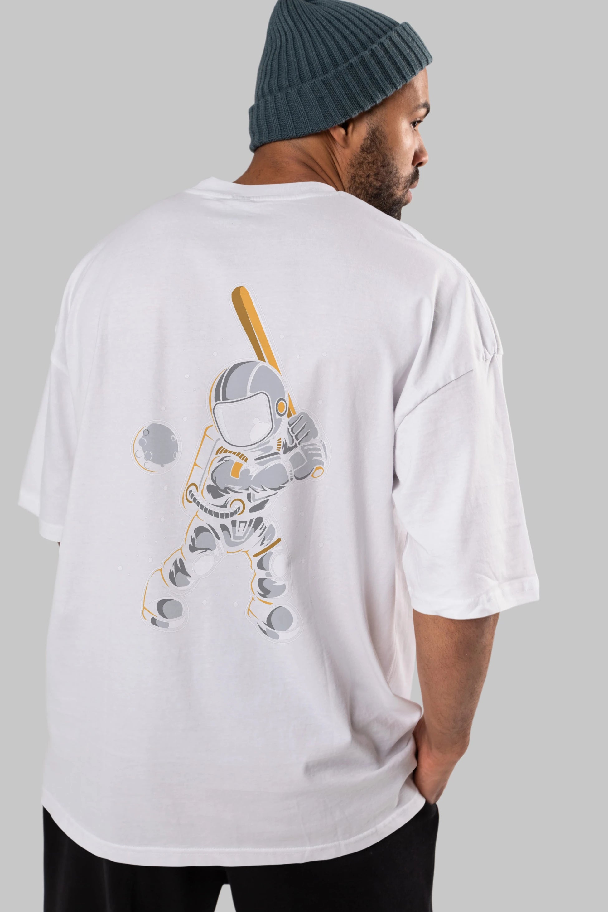 Astronaut Baseball Arka Baskılı Oversize t-shirt Erkek Kadın Unisex
