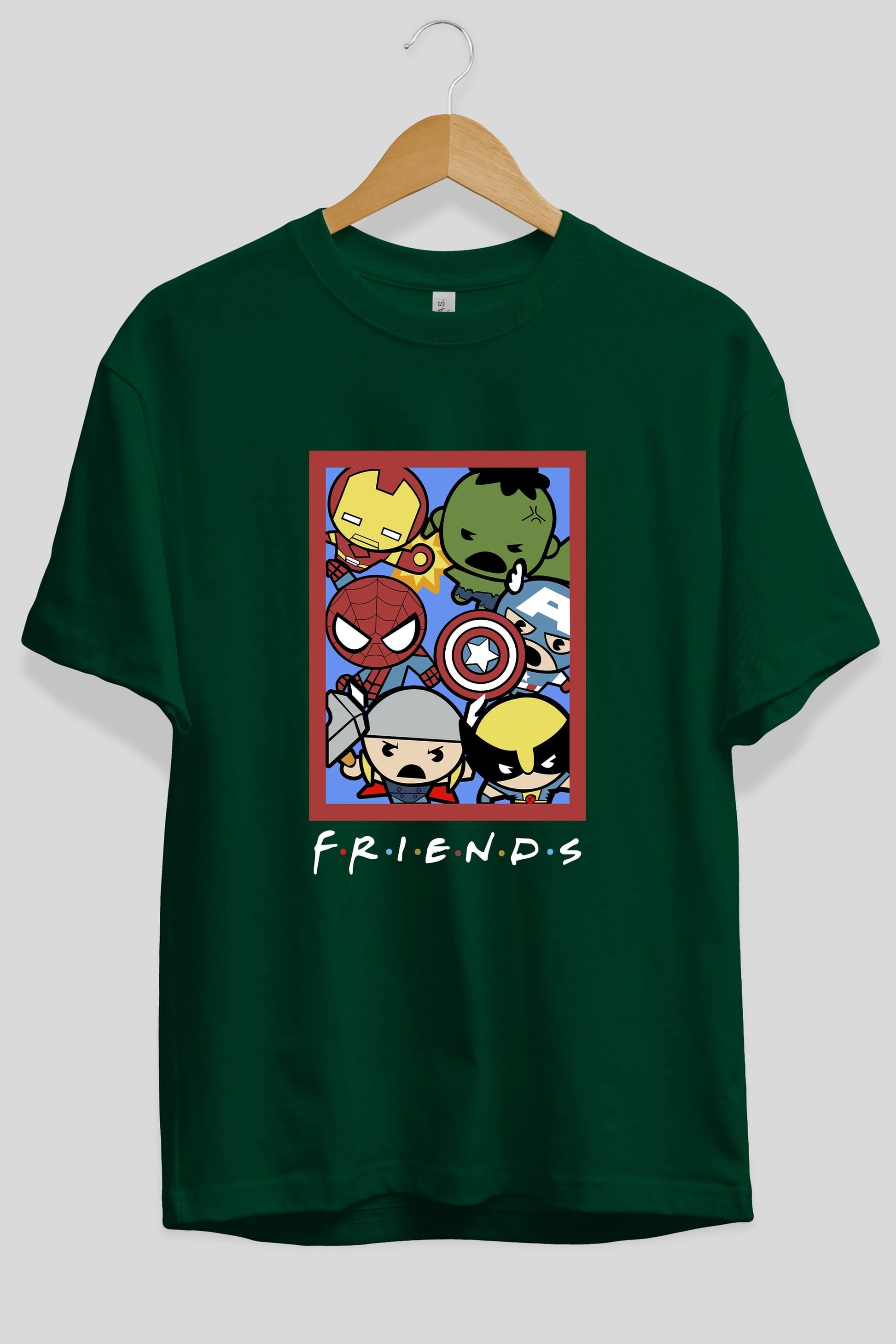 Friends Avenger Ön Baskılı Oversize t-shirt Erkek Kadın Unisex %100 Pamuk Bisiklet Yaka tişort