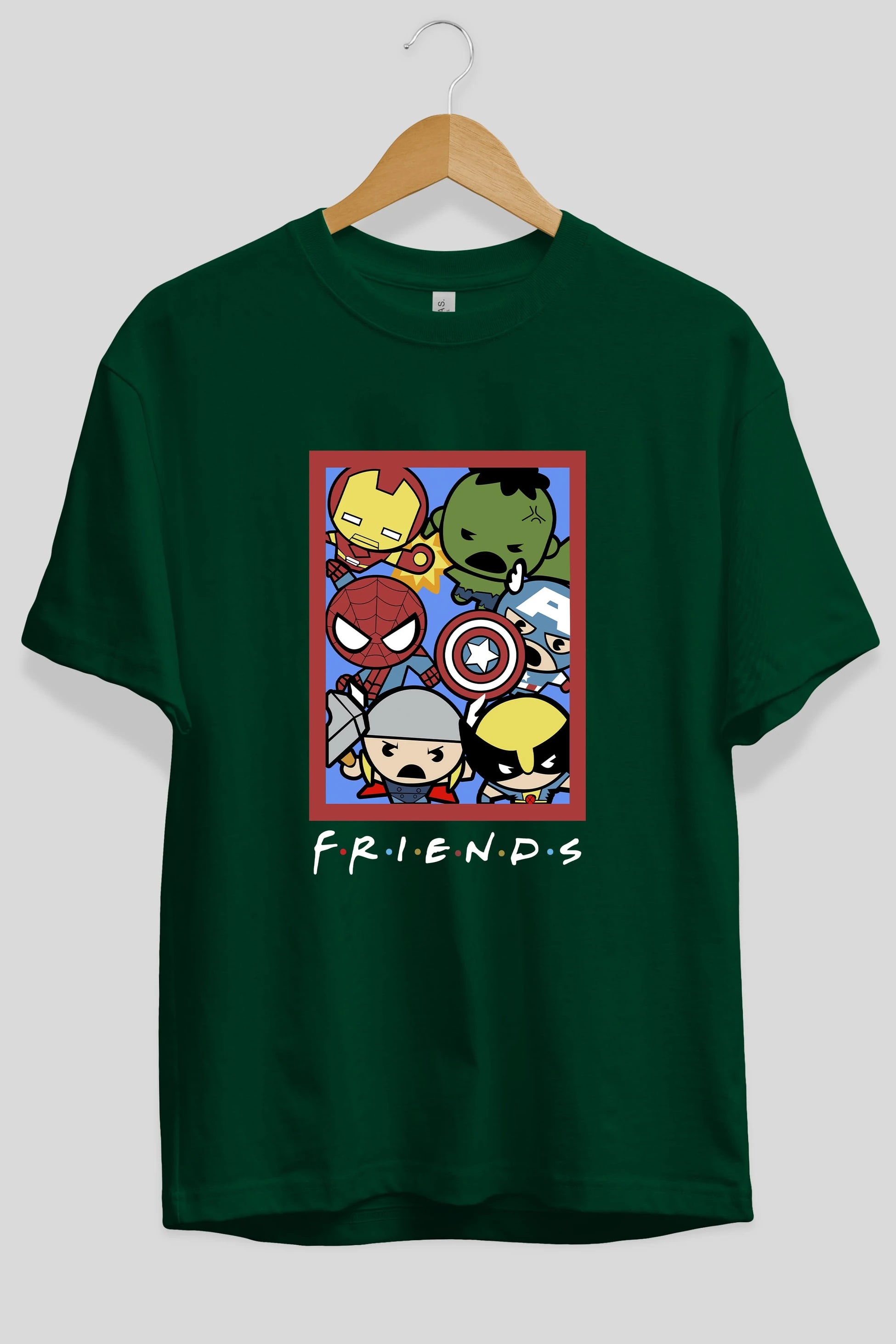 Friends Avenger Ön Baskılı Oversize t-shirt Erkek Kadın Unisex %100 Pamuk Bisiklet Yaka tişort