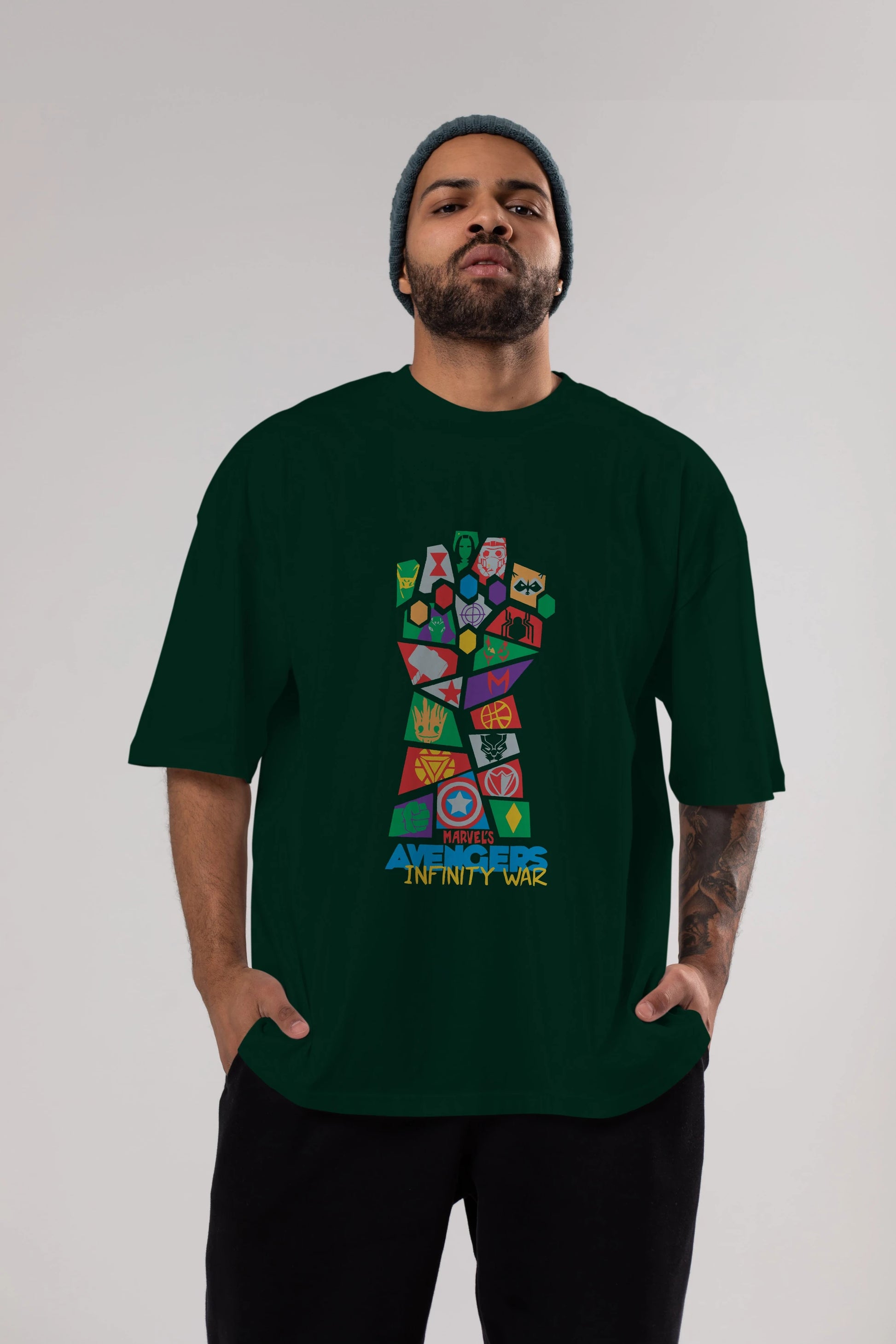 The Avengers Ön Baskılı Oversize t-shirt Erkek Kadın Unisex %100 Pamuk Bisiklet Yaka tişort