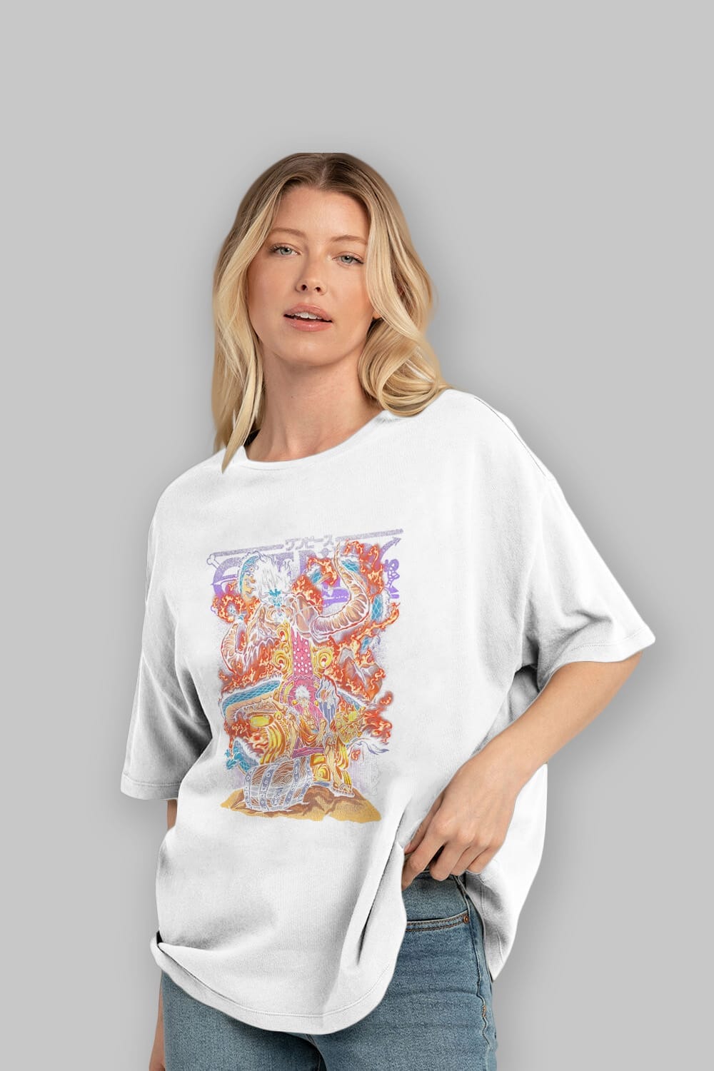 MONKEY D. LUFFY 1 Anime Ön Baskılı Oversize t-shirt %100 pamuk Erkek Kadın Unisex