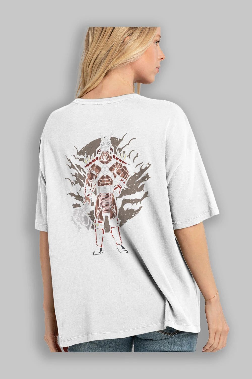 SHOU KHAN Arka Baskılı Oversize t-shirt Erkek Kadın Unisex %100 Pamuk