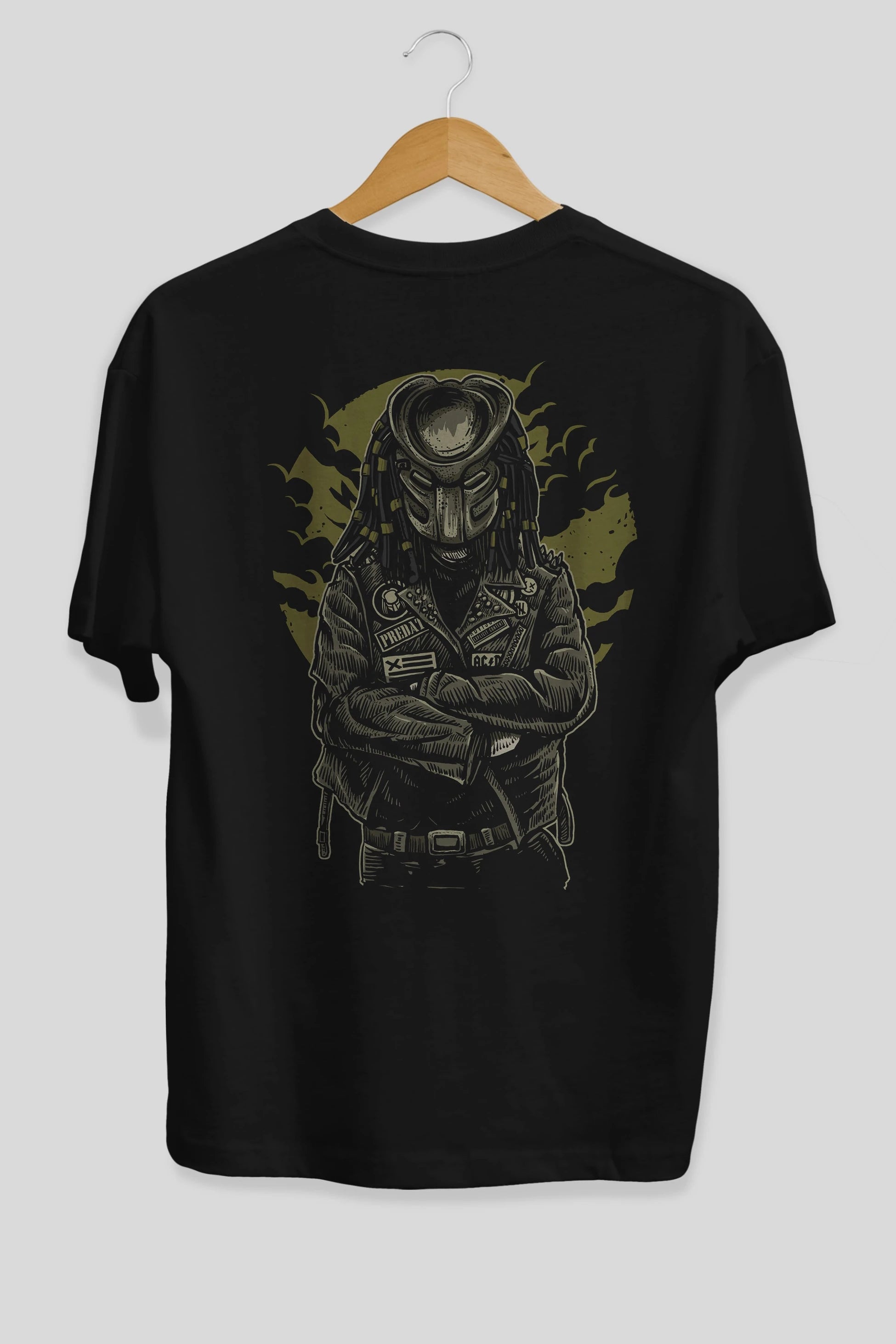 Predator Arka Baskılı Oversize t-shirt Erkek Kadın Unisex %100 Pamuk