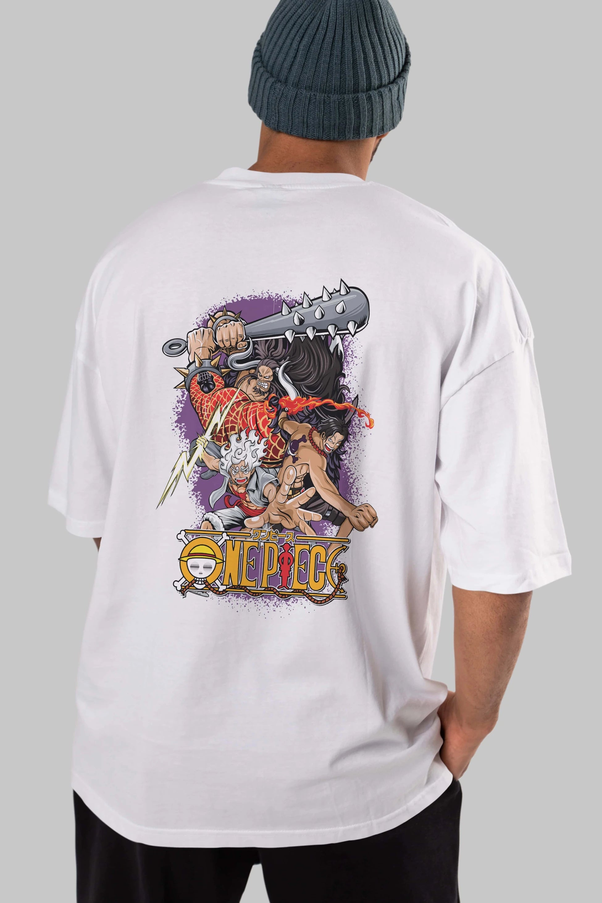 ONE PIECE (6) Anime Arka Baskılı Oversize t-shirt Erkek Kadın Unisex