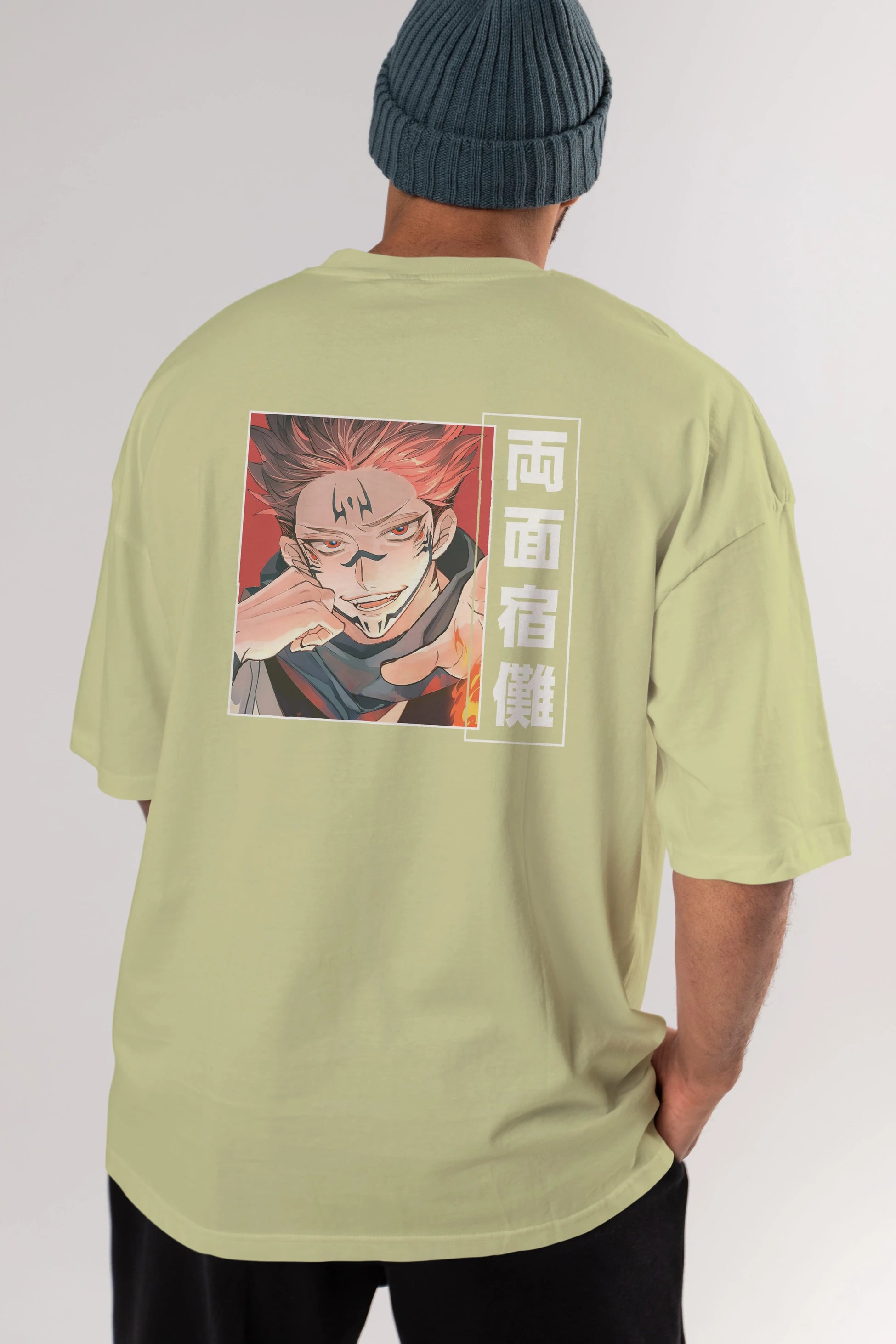 Sukuna Ryoumen 4 Anime Arka Baskılı Oversize t-shirt Erkek Kadın Unisex