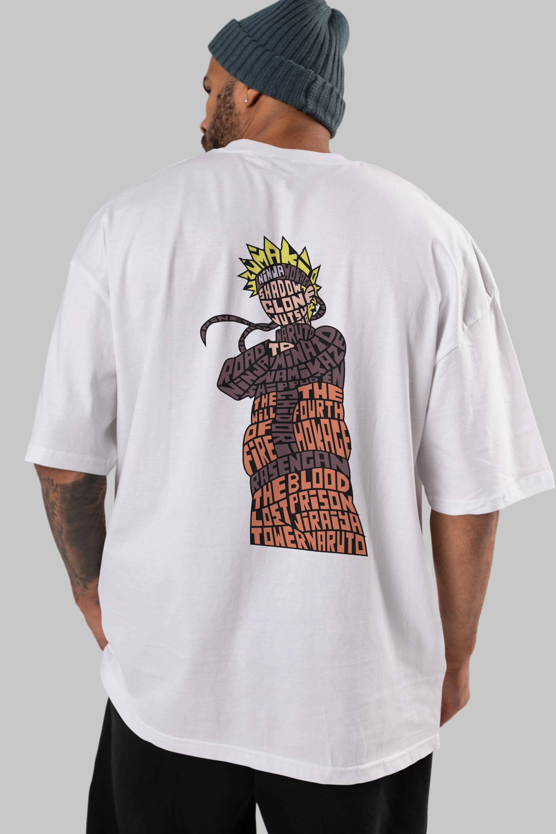 Rasengan Arka Baskılı Oversize t-shirt %100 pamuk Erkek Kadın Unisex