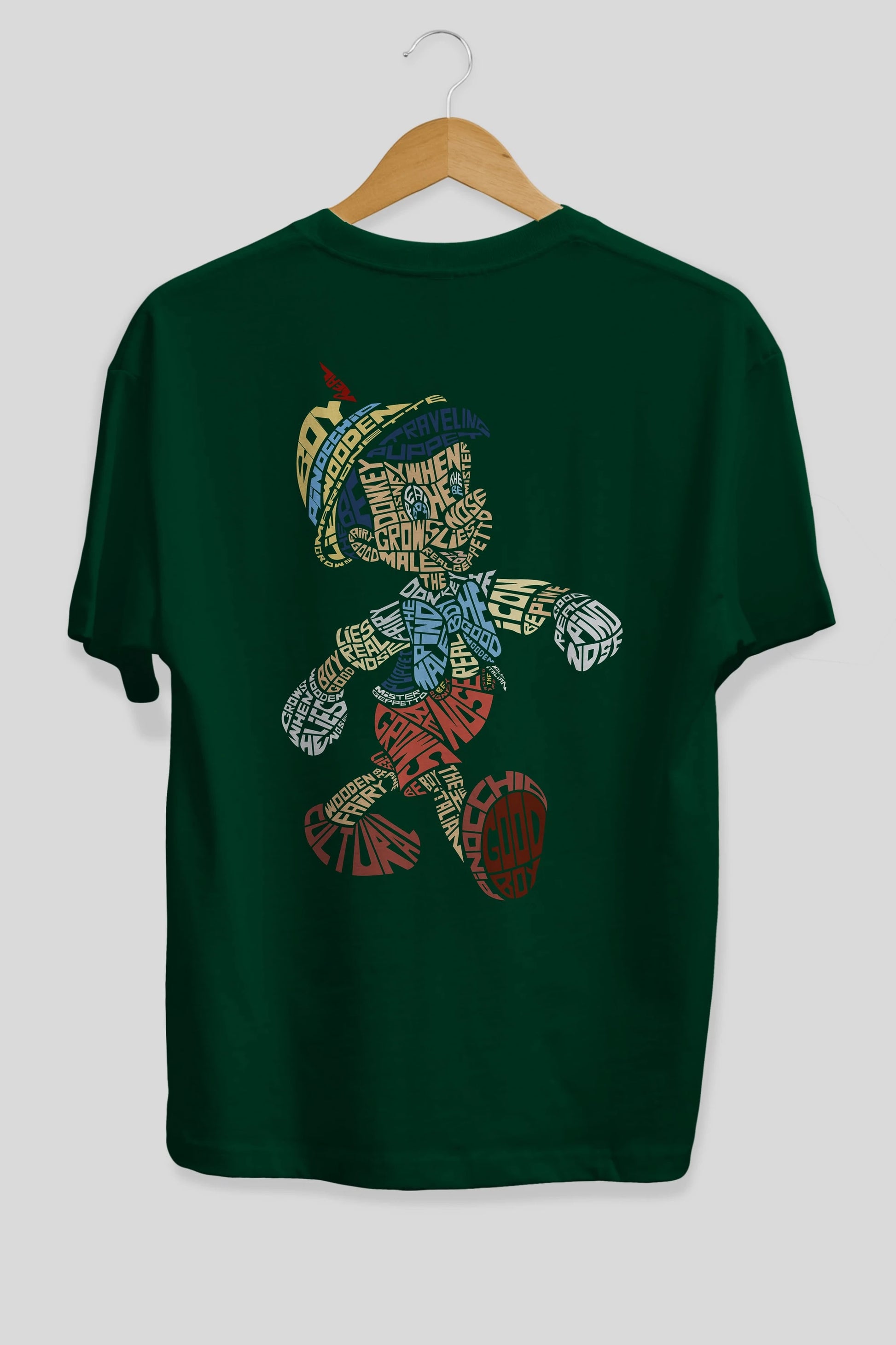 Pinokio Arka Baskılı Oversize t-shirt %100 pamuk Erkek Kadın Unisex