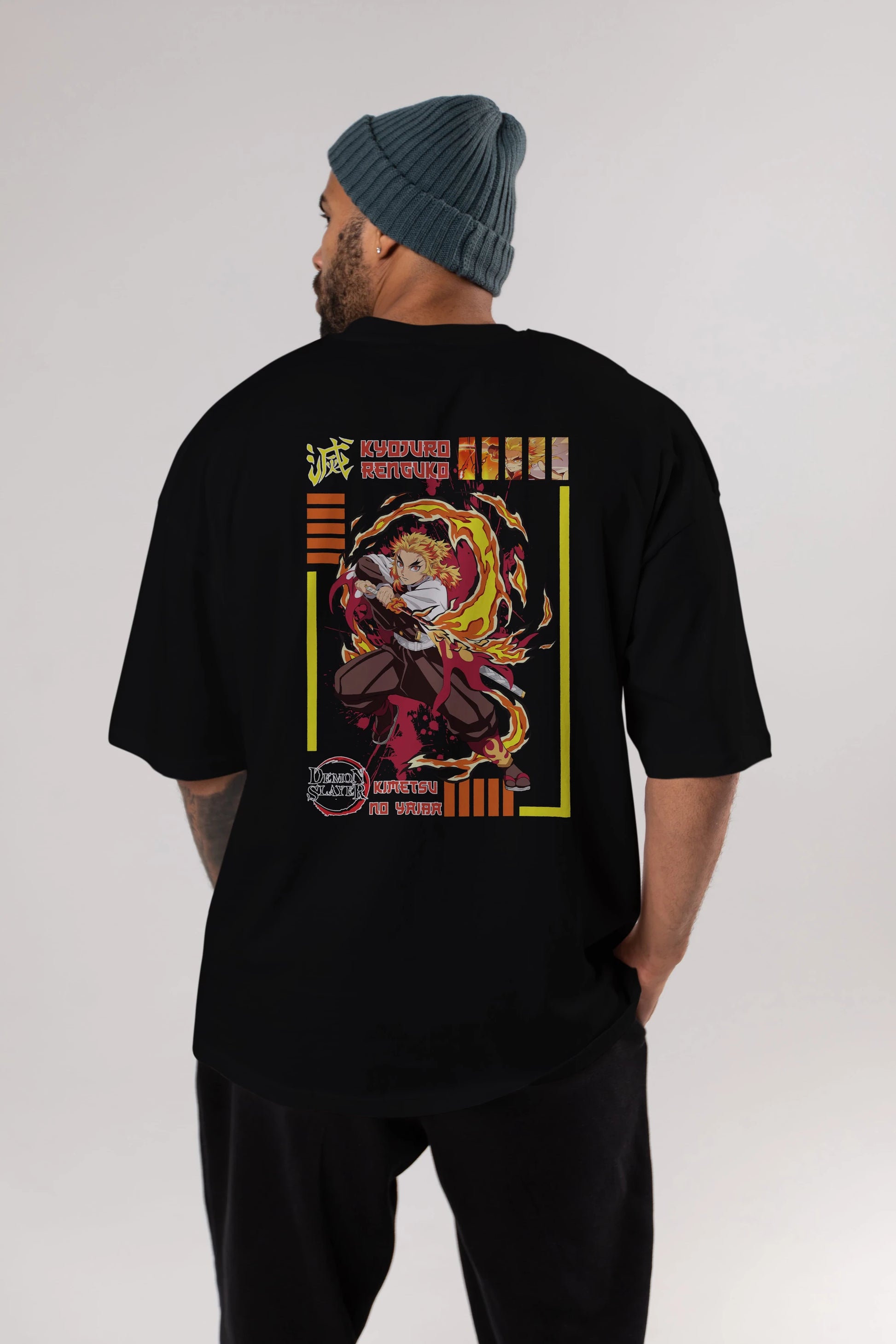 KYOJURO RENGOKU Anime Arka Baskılı Oversize t-shirt Erkek Kadın Unisex