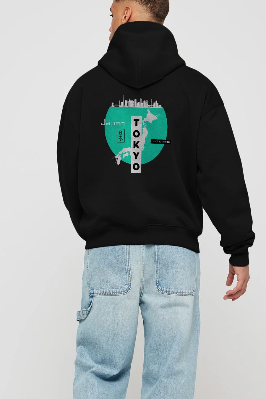 Japan Tokyo Arka Baskılı Oversize Hoodie Kapüşonlu Sweatshirt Erkek Kadın Unisex