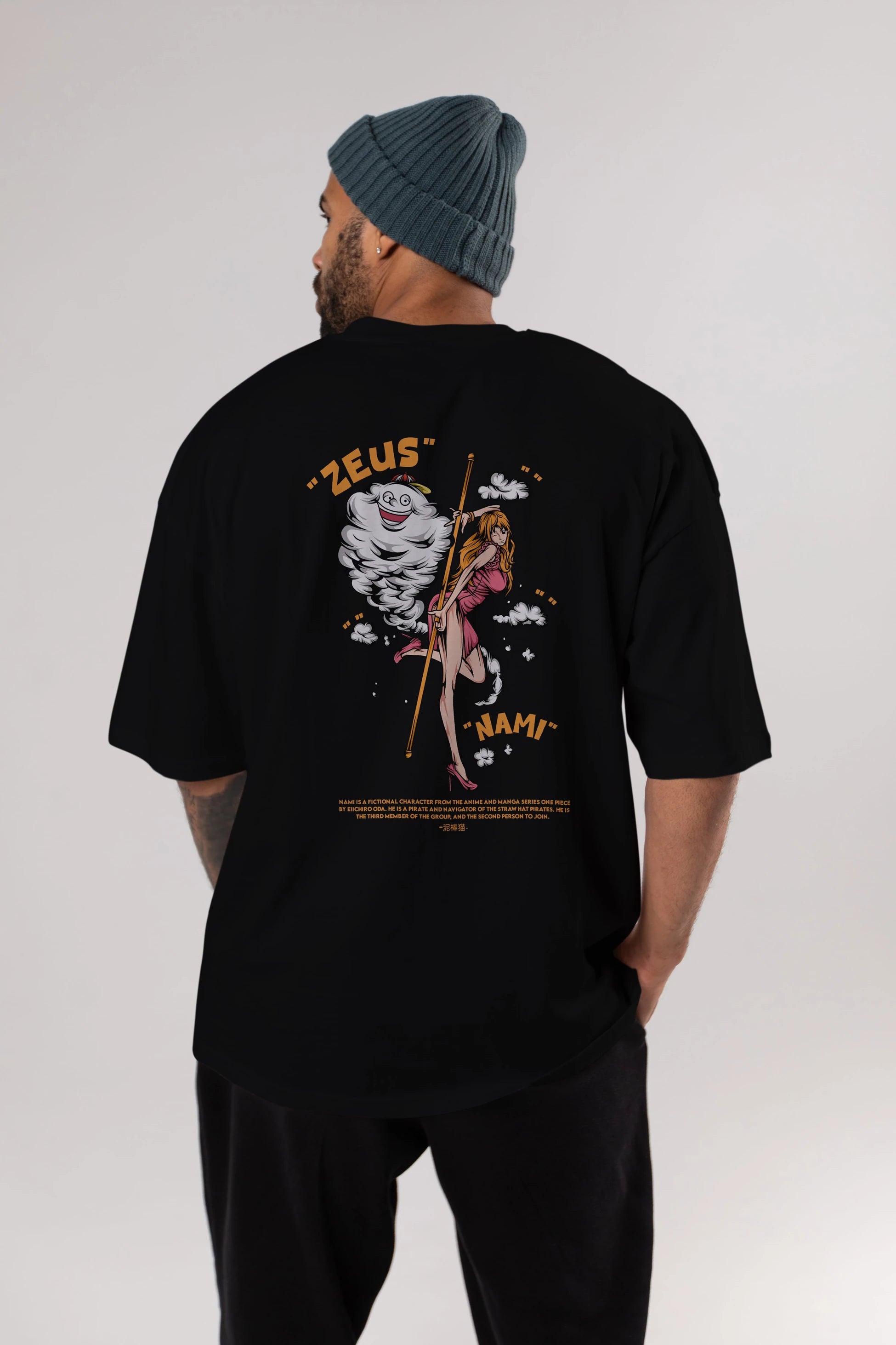 Zeus Nami Anime Arka Baskılı Oversize t-shirt Erkek Kadın Unisex