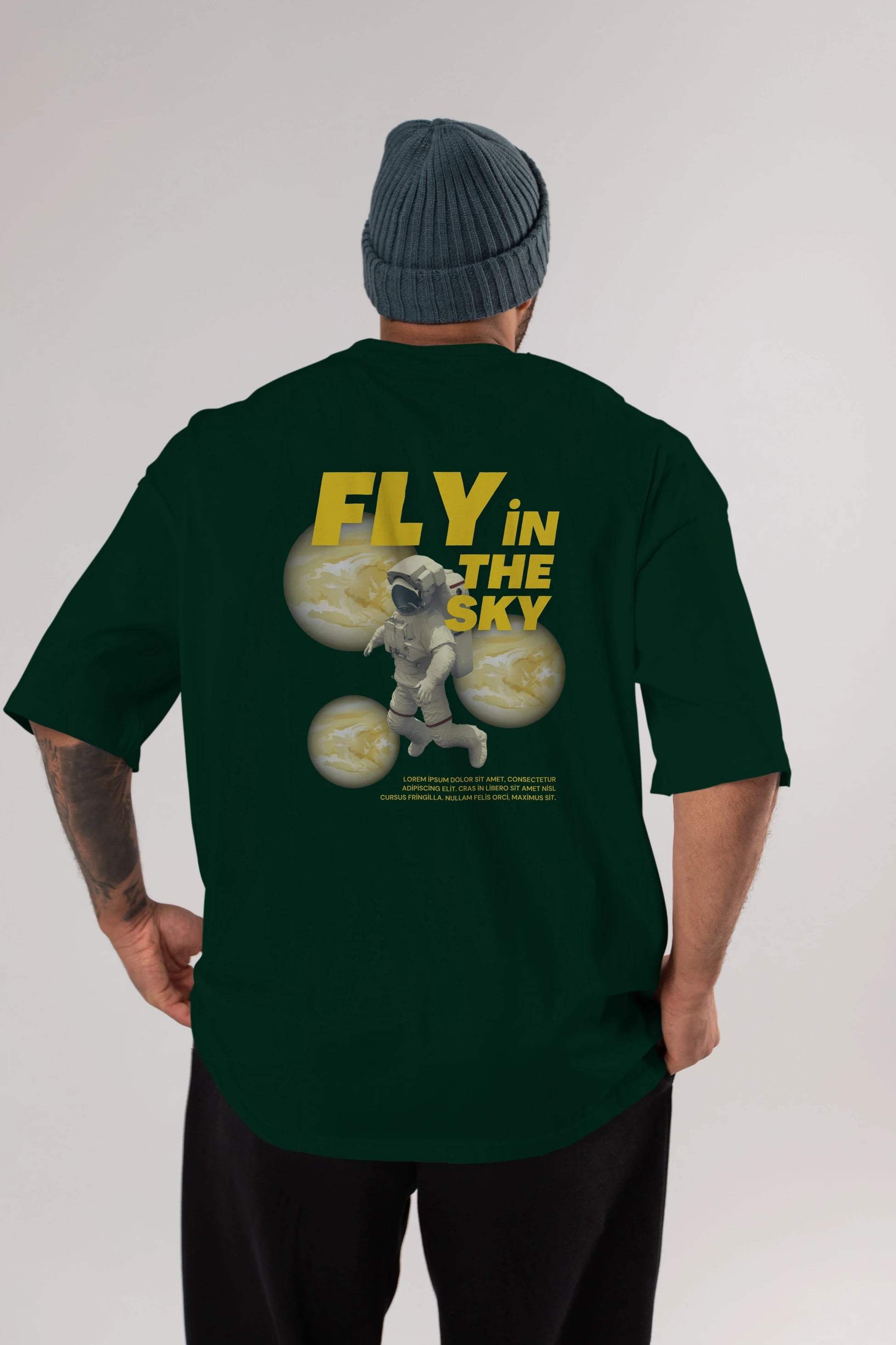 Fly in The Sky Arka Baskılı Oversize t-shirt Erkek Kadın Unisex
