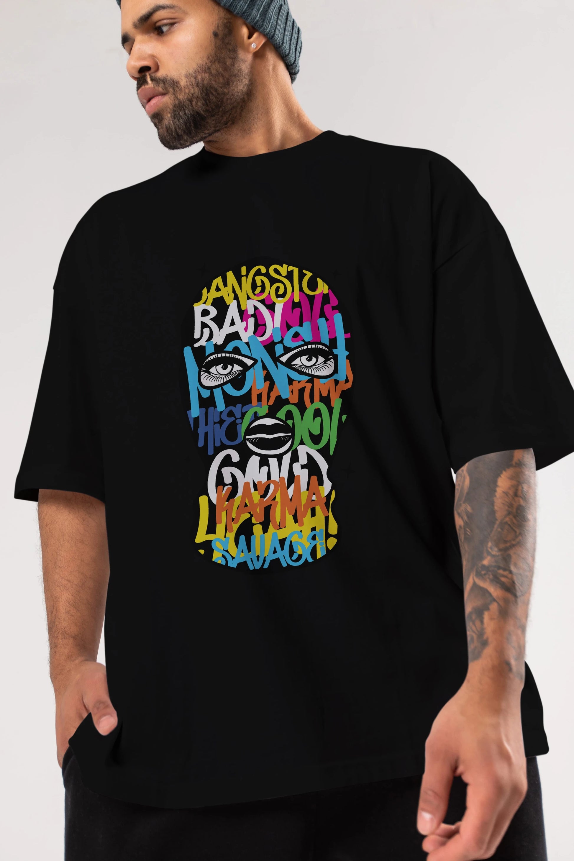 Karma Savage Ön Baskılı Oversize t-shirt Erkek Kadın Unisex