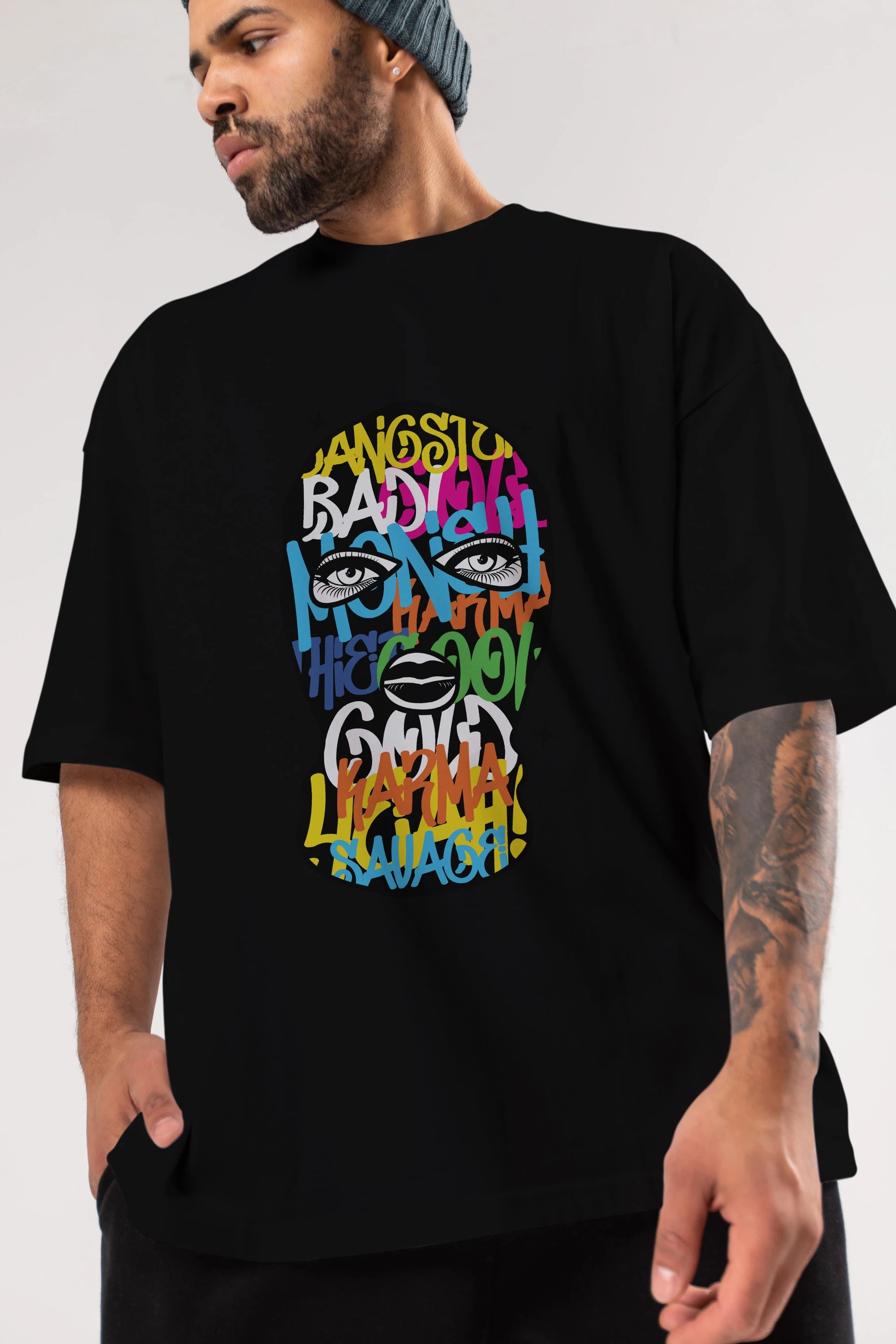 Karma Savage Ön Baskılı Oversize t-shirt Erkek Kadın Unisex