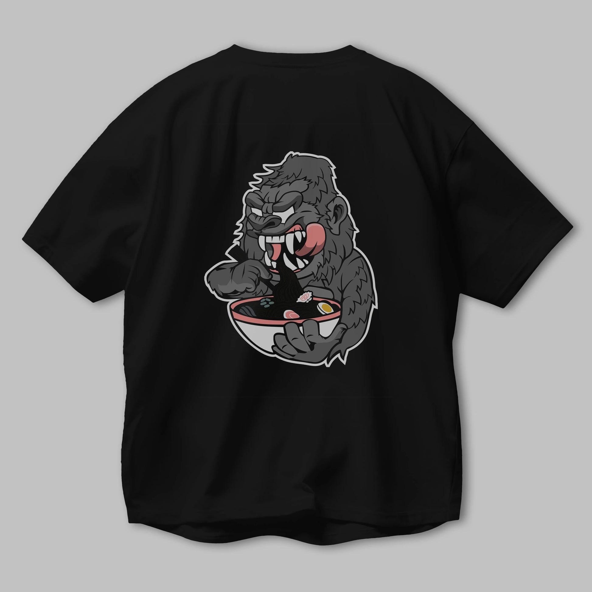 Big Gorilla Ramen Arka Baskılı Oversize t-shirt Erkek Kadın Unisex %100 Pamuk tişort