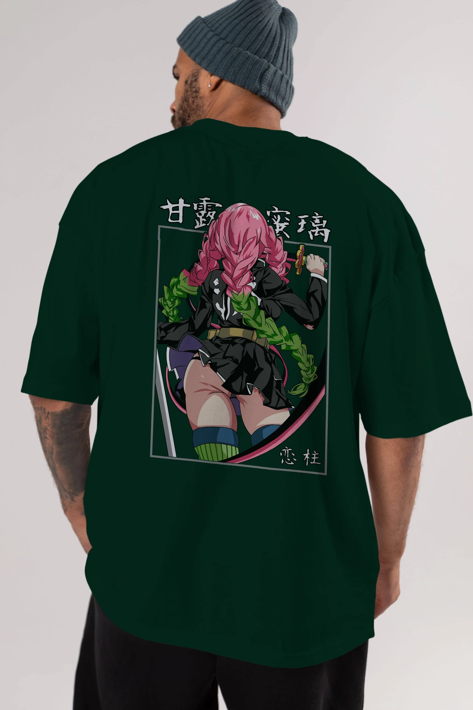 Mitsuri DEMONSLAYER Anime Arka Baskılı Oversize t-shirt Erkek Kadın Unisex