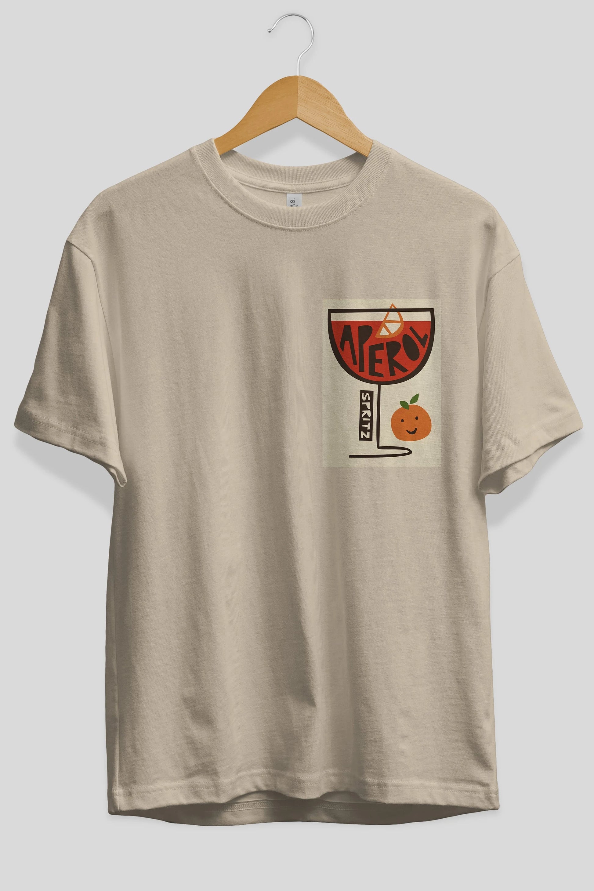 Aperol Spritz 9 Ön Sol Baskılı Oversize t-shirt Erkek Kadın Unisex %100 Pamuk Bisiklet Yaka tişort