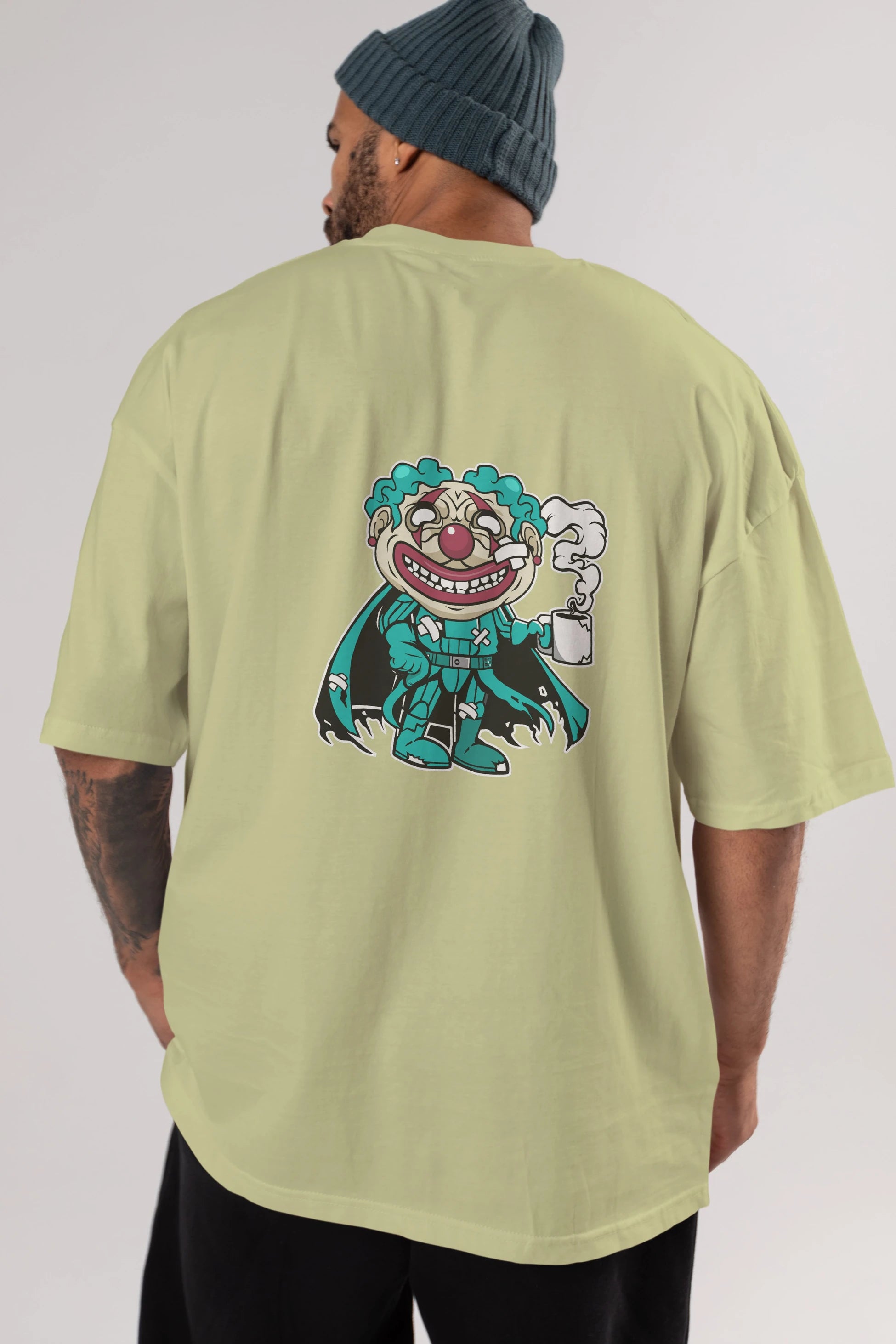 Super Clown Arka Baskılı Oversize t-shirt Erkek Kadın Unisex %100 Pamuk tişort