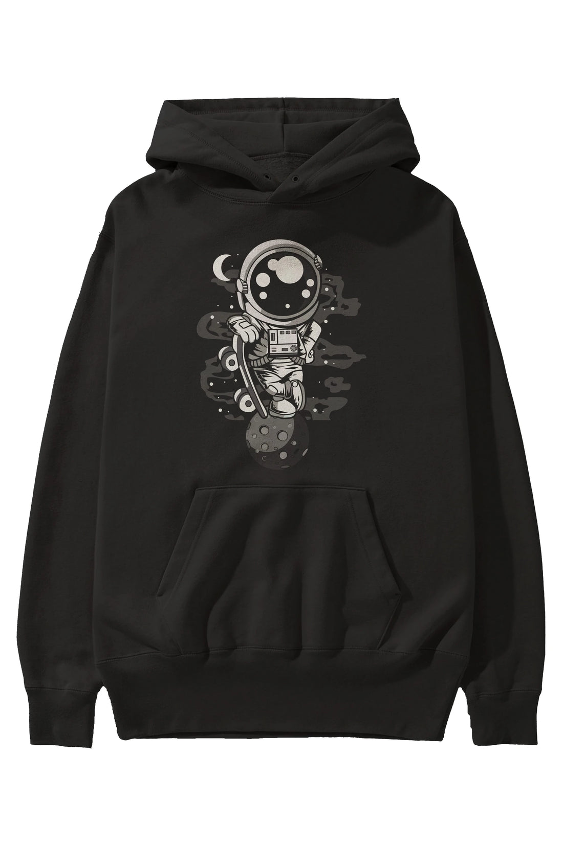 Astronaut Skater Boy Ön Baskılı Hoodie Oversize Kapüşonlu Sweatshirt Erkek Kadın Unisex