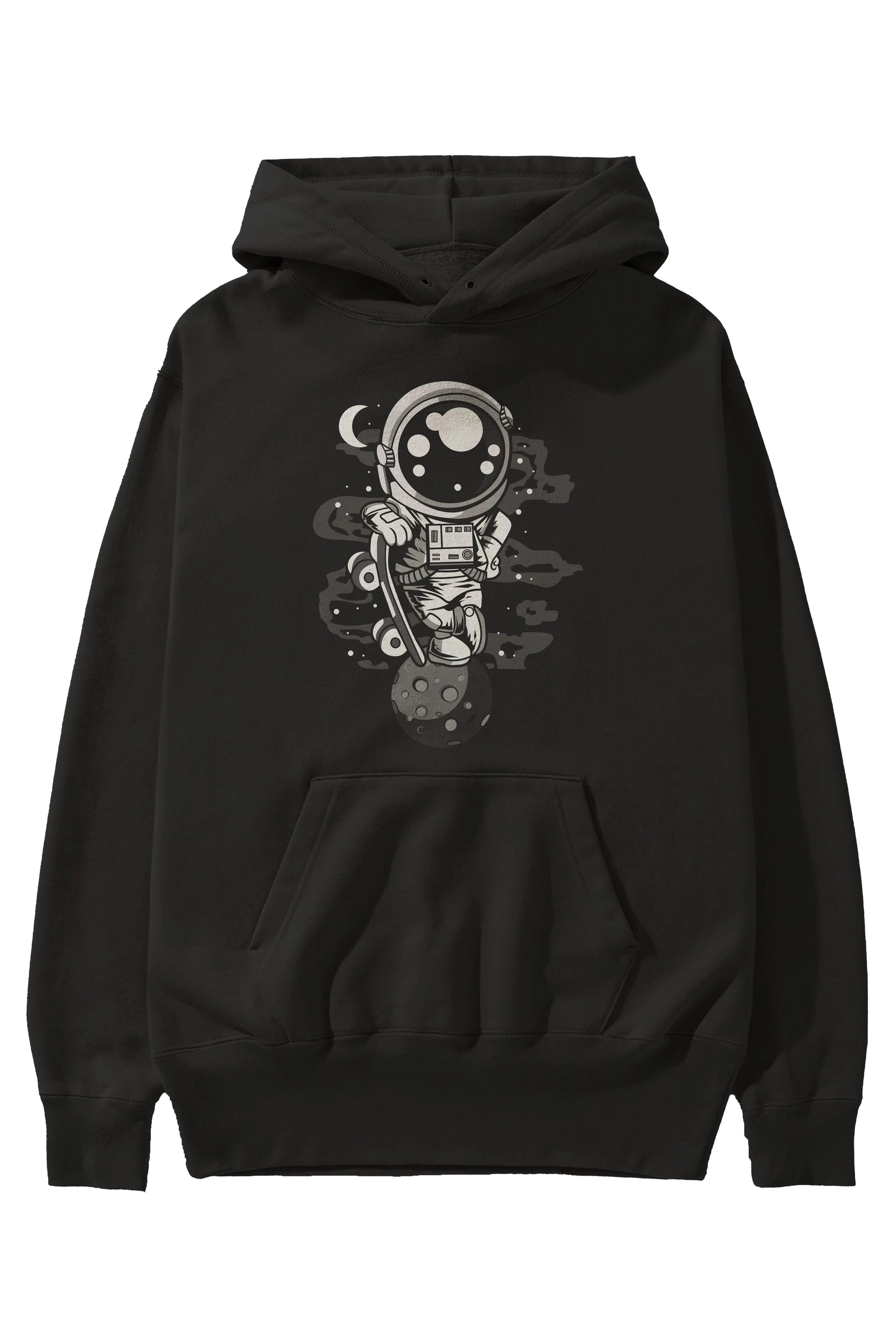Astronaut Skater Boy Ön Baskılı Hoodie Oversize Kapüşonlu Sweatshirt Erkek Kadın Unisex