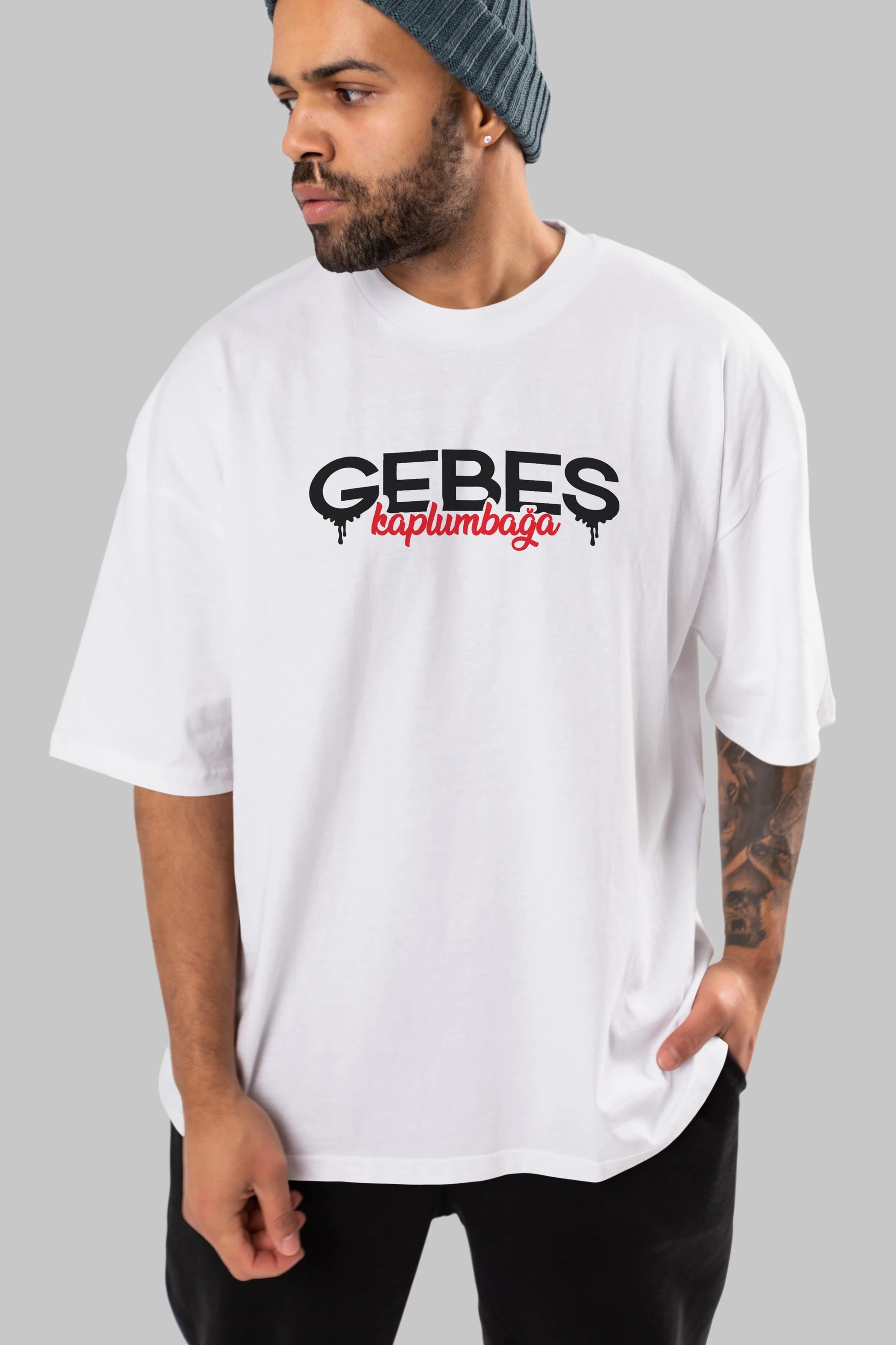 Gebeş Kaplumbağa Ön Baskılı Oversize t-shirt %100 pamuk Erkek Kadın Unisex