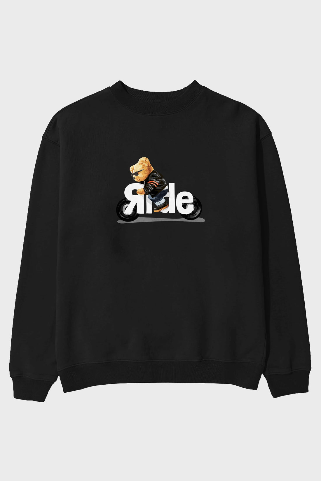 Teddy Bear Ride Ön Baskılı Oversize Sweatshirt Erkek Kadın Unisex