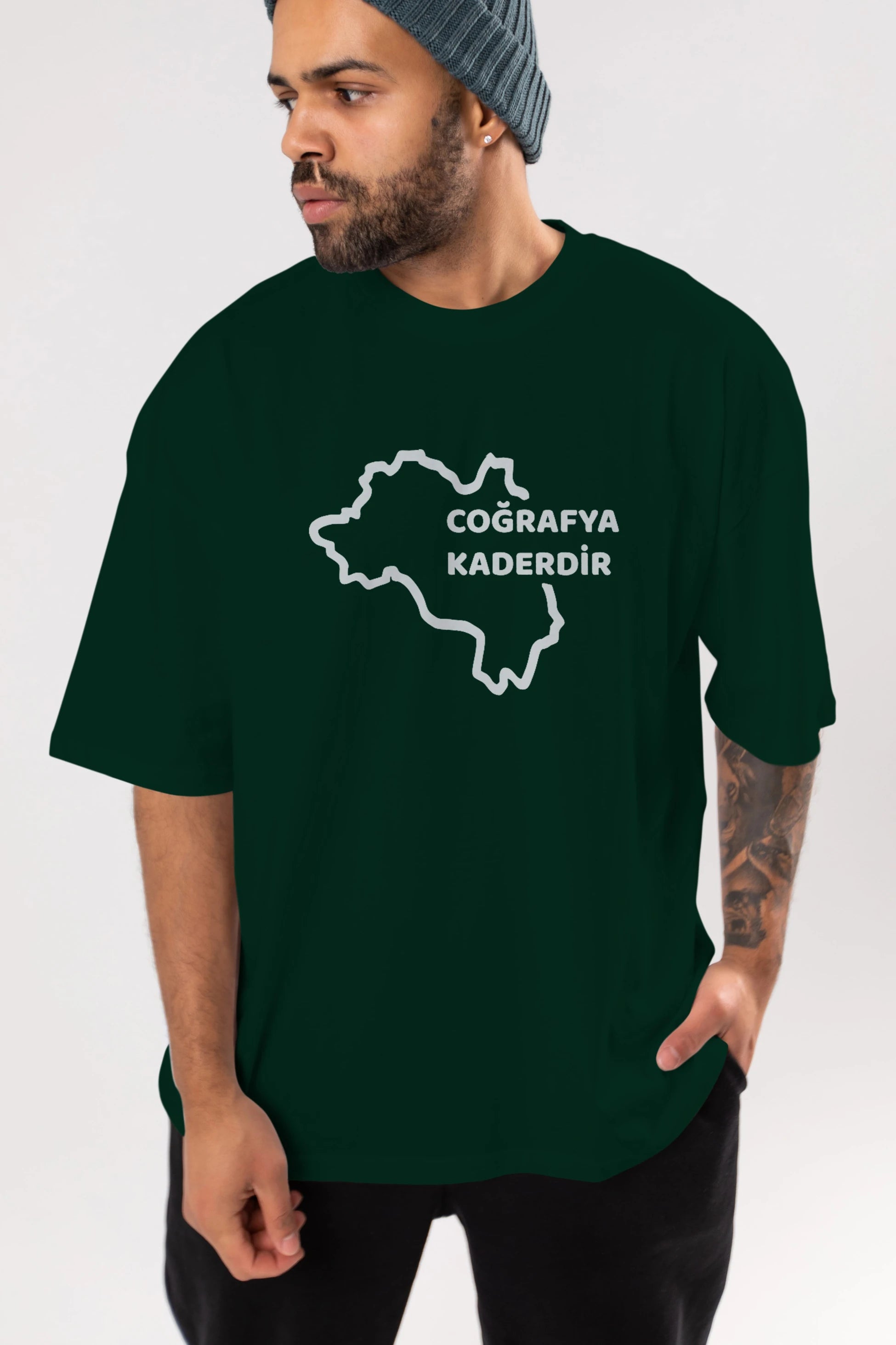 Coğrafya Kaderdir Ön Baskılı Oversize t-shirt %100 pamuk Erkek Kadın Unisex