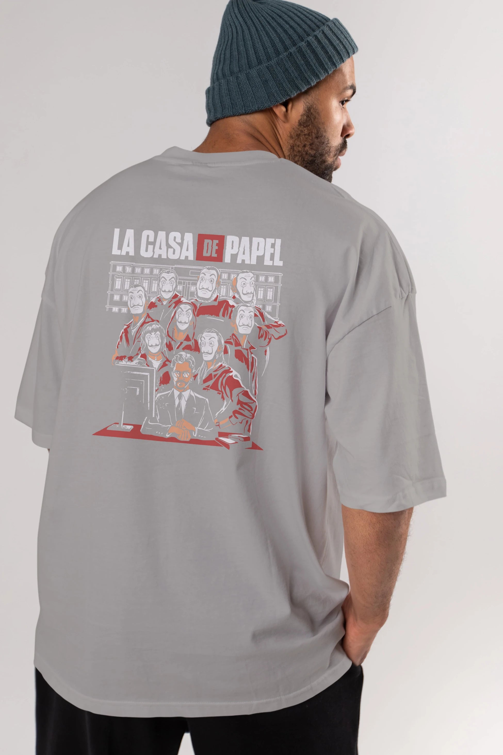 La Casa De Papel (5) Arka Baskılı Oversize t-shirt Erkek Kadın Unisex %100 Pamuk Bisiklet Yaka tişort