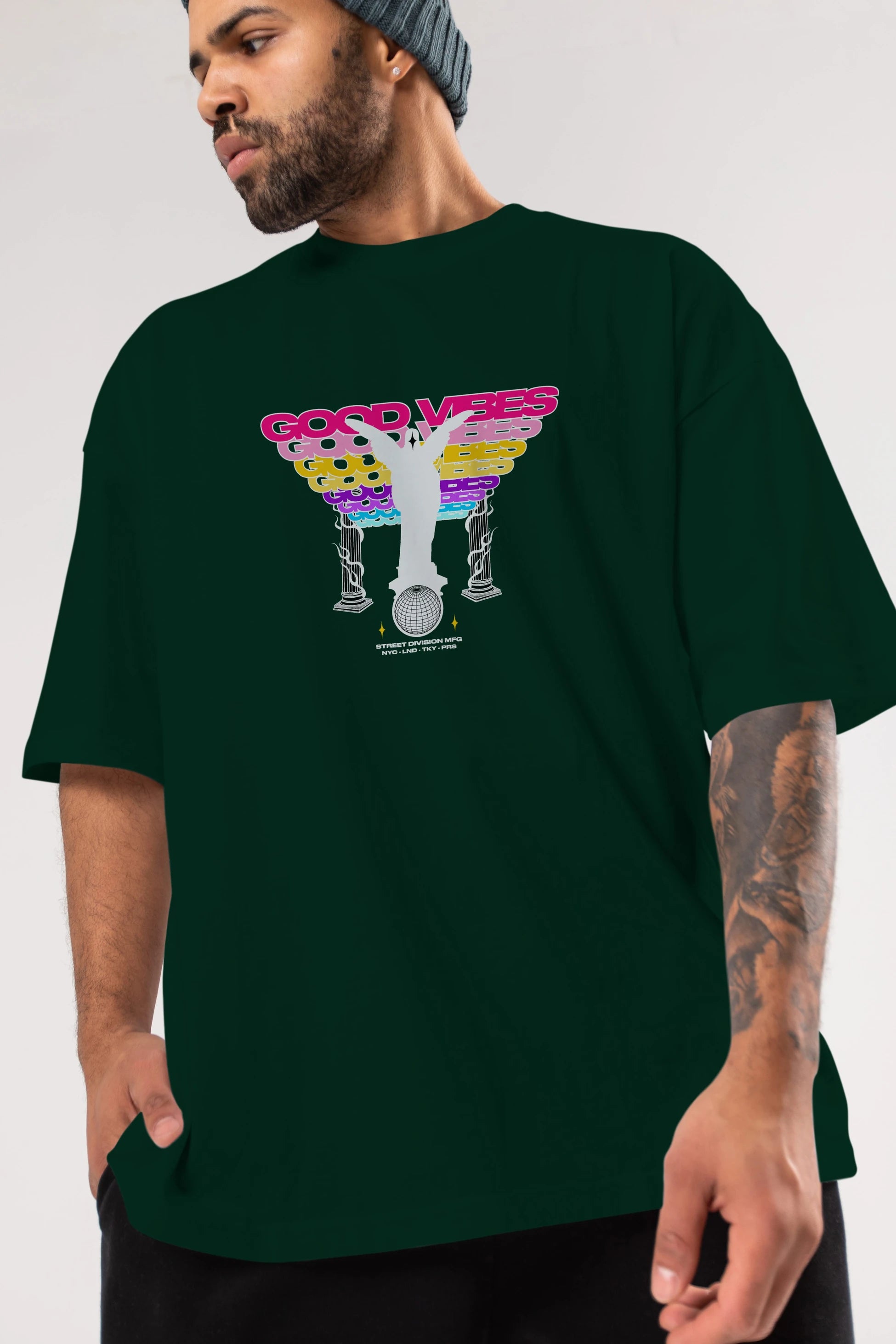 Good Vibes Ön Baskılı Oversize t-shirt Erkek Kadın Unisex