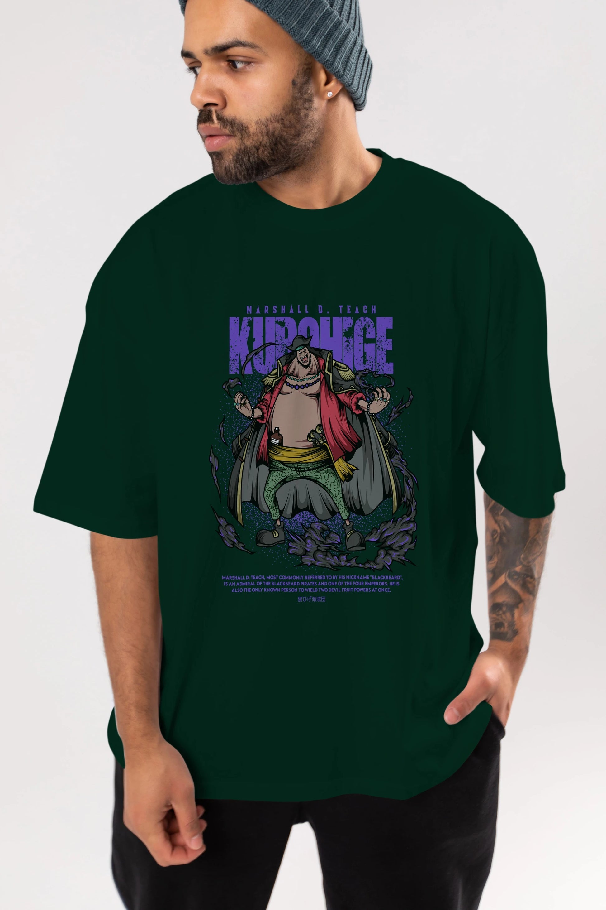 Marshall D. Teach Anime Ön Baskılı Oversize t-shirt %100 pamuk Erkek Kadın Unisex