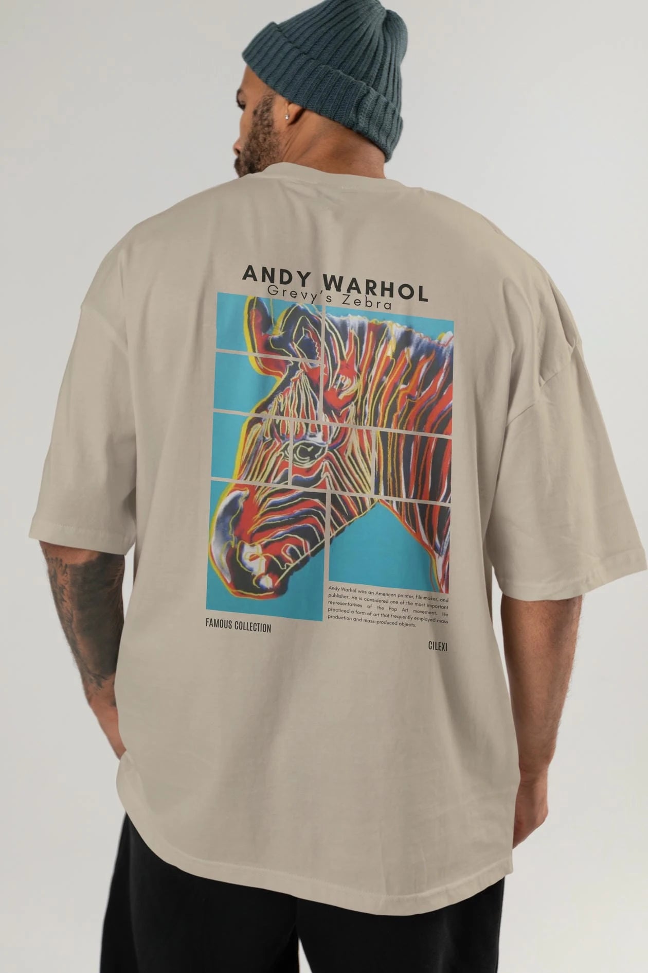 Andy Warhol Arka Baskılı Oversize t-shirt Erkek Kadın Bisiklet Yaka Pamuk tişort