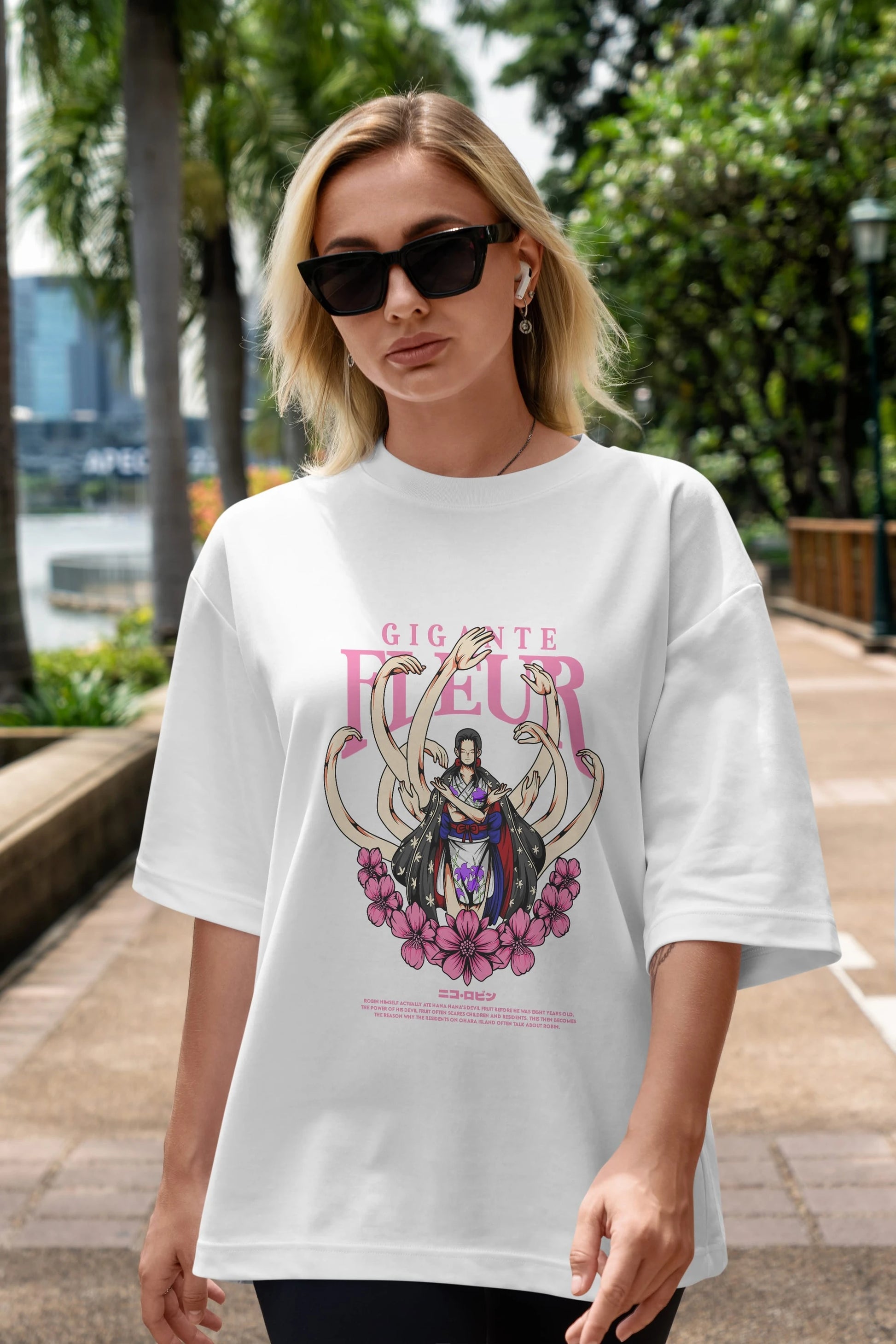 Gigante Fleur Anime Ön Baskılı Oversize t-shirt %100 pamuk Erkek Kadın Unisex