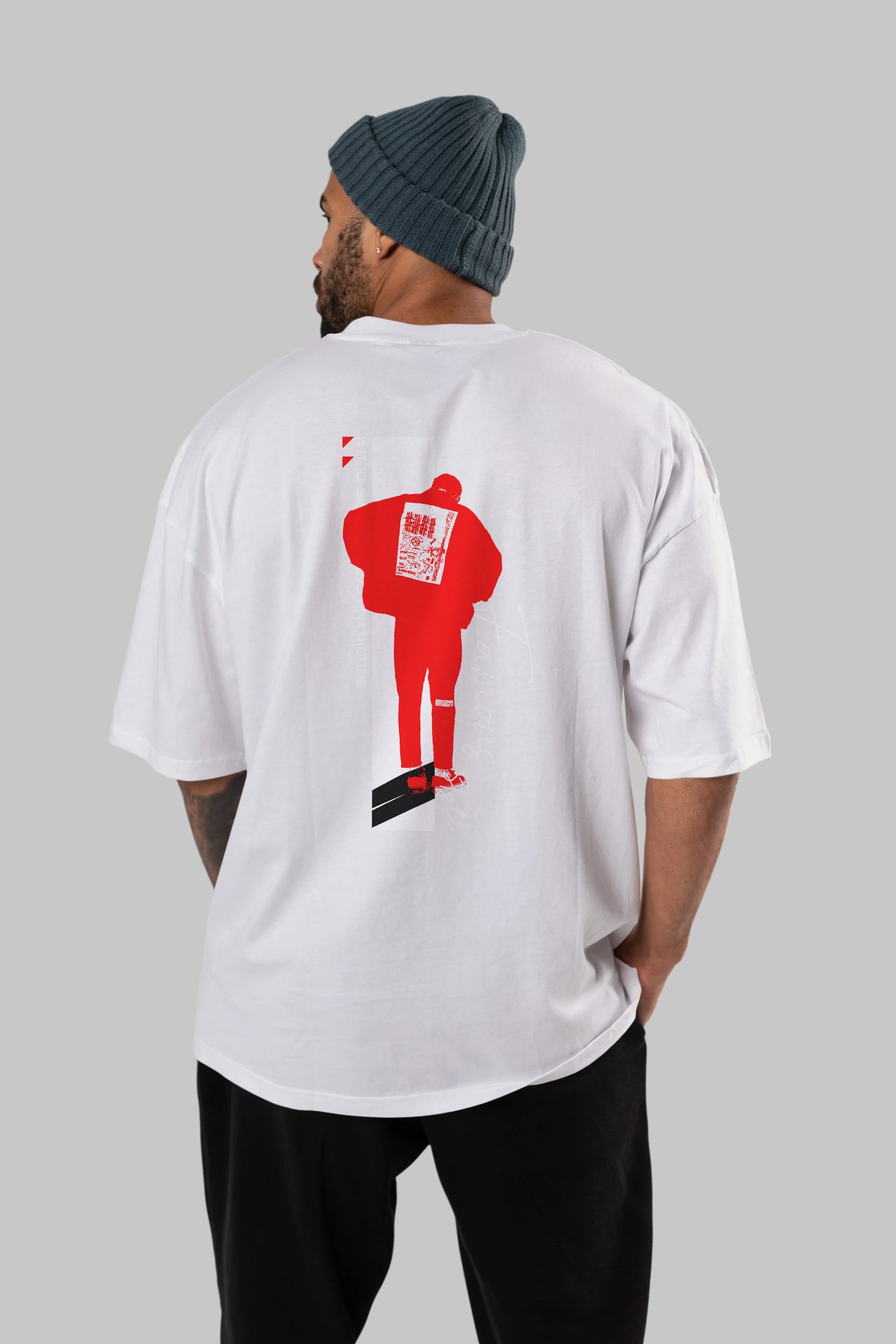 Brooklyn Style Arka Baskılı Oversize t-shirt Erkek Kadın Unisex