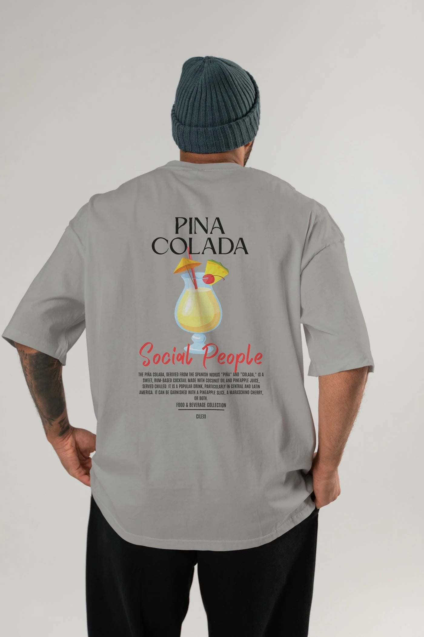 Pına Colada Kokteyl Serisi Baskılı Oversize t-shirt Erkek Kadın Unisex %100 Pamuk Bisiklet Yaka tişort