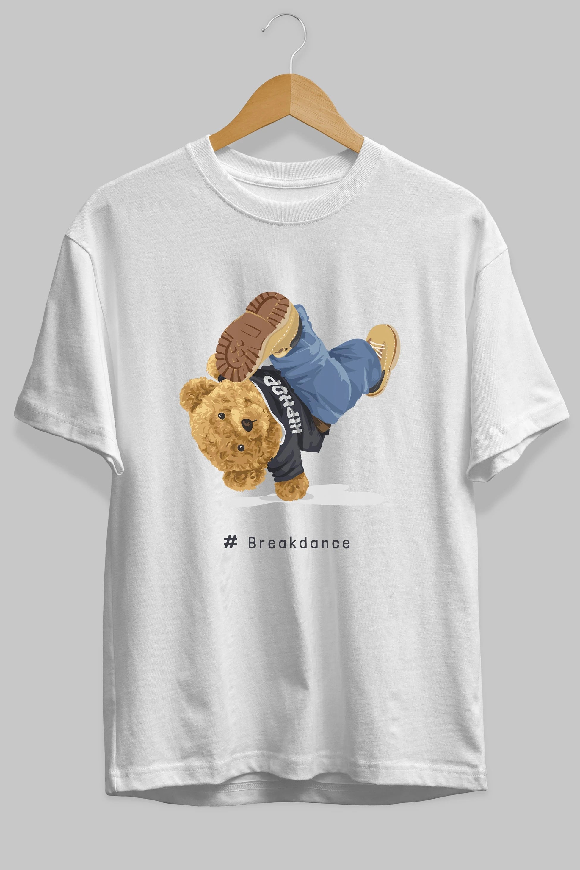 Teddy Bear Breakdance Ön Baskılı Oversize t-shirt Erkek Kadın Unisex %100 Pamuk