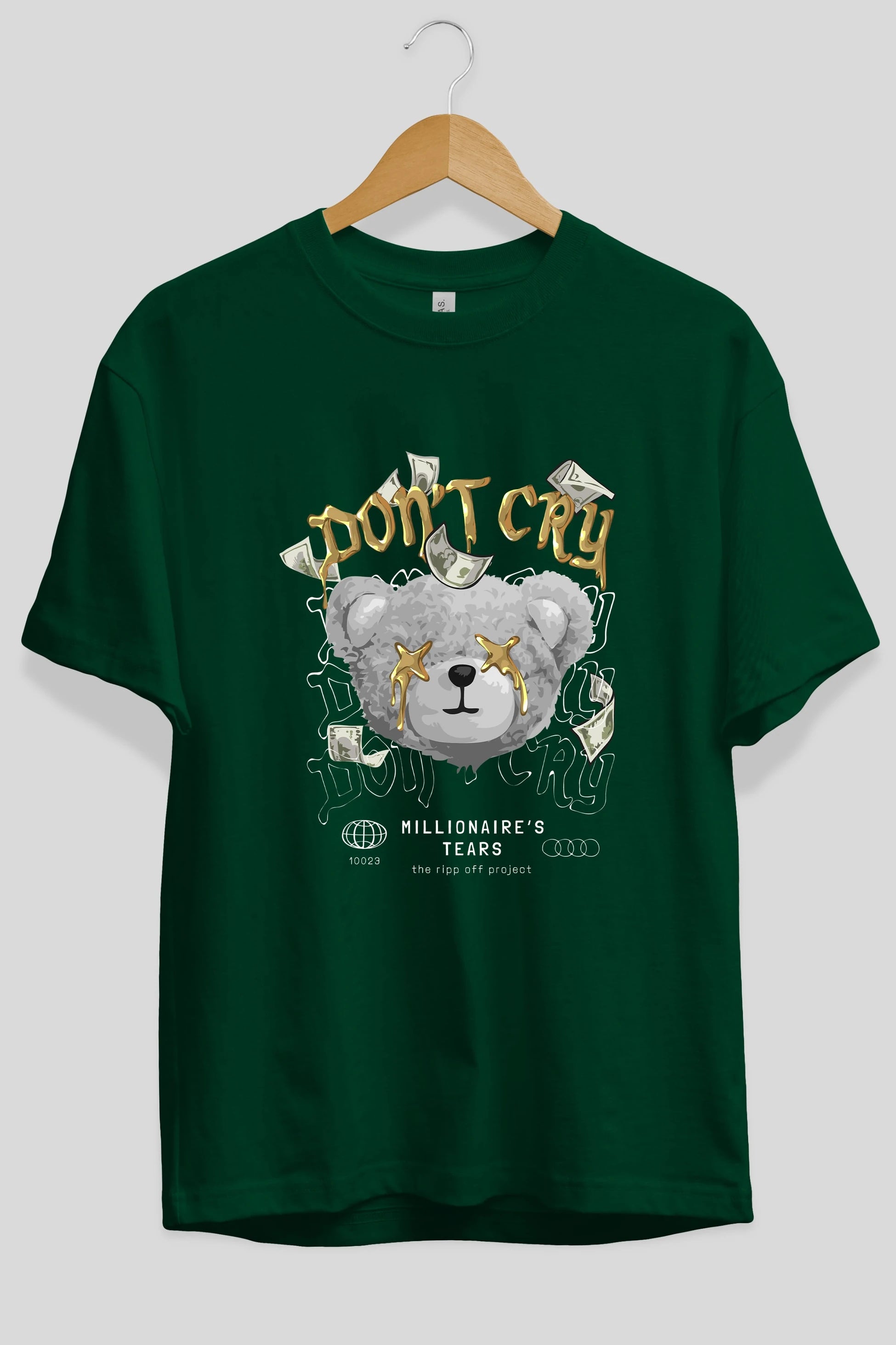 Dont Cry Bear Ön Baskılı Oversize t-shirt Erkek Kadın Unisex