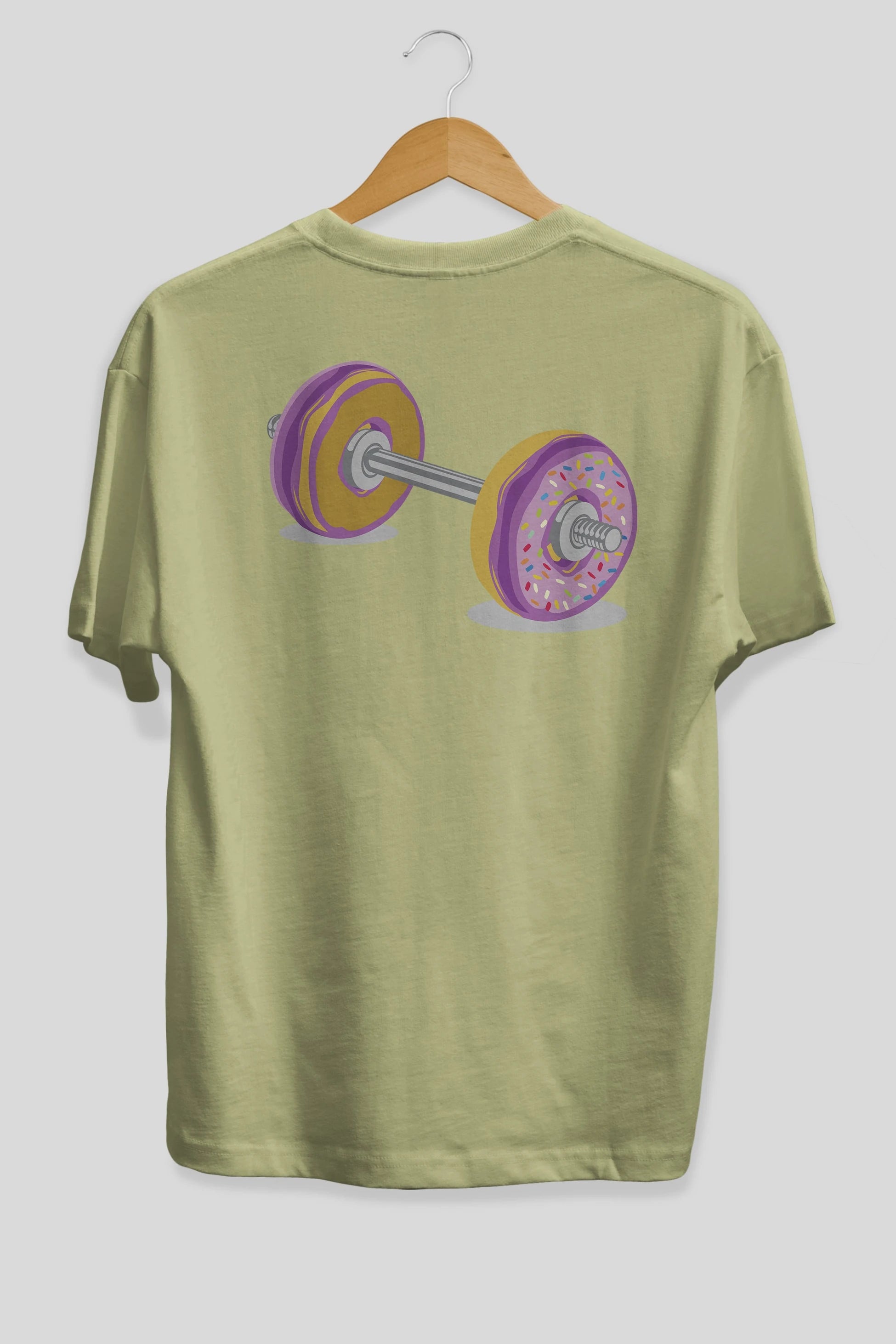 Donut Barbell Arka Baskılı Oversize t-shirt %100 pamuk Erkek Kadın Unisex
