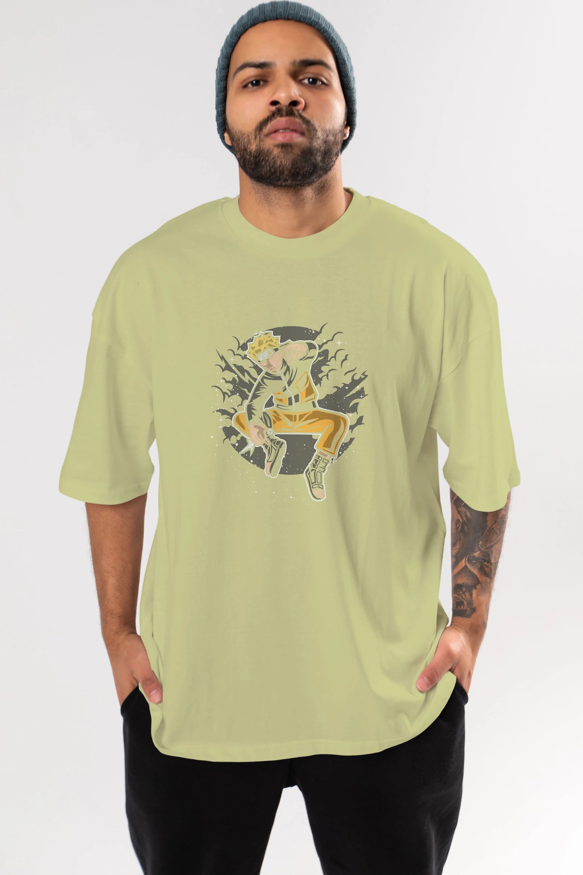 NARUTO Ön Baskılı Oversize t-shirt Erkek Kadın Unisex %100 Pamuk tişort