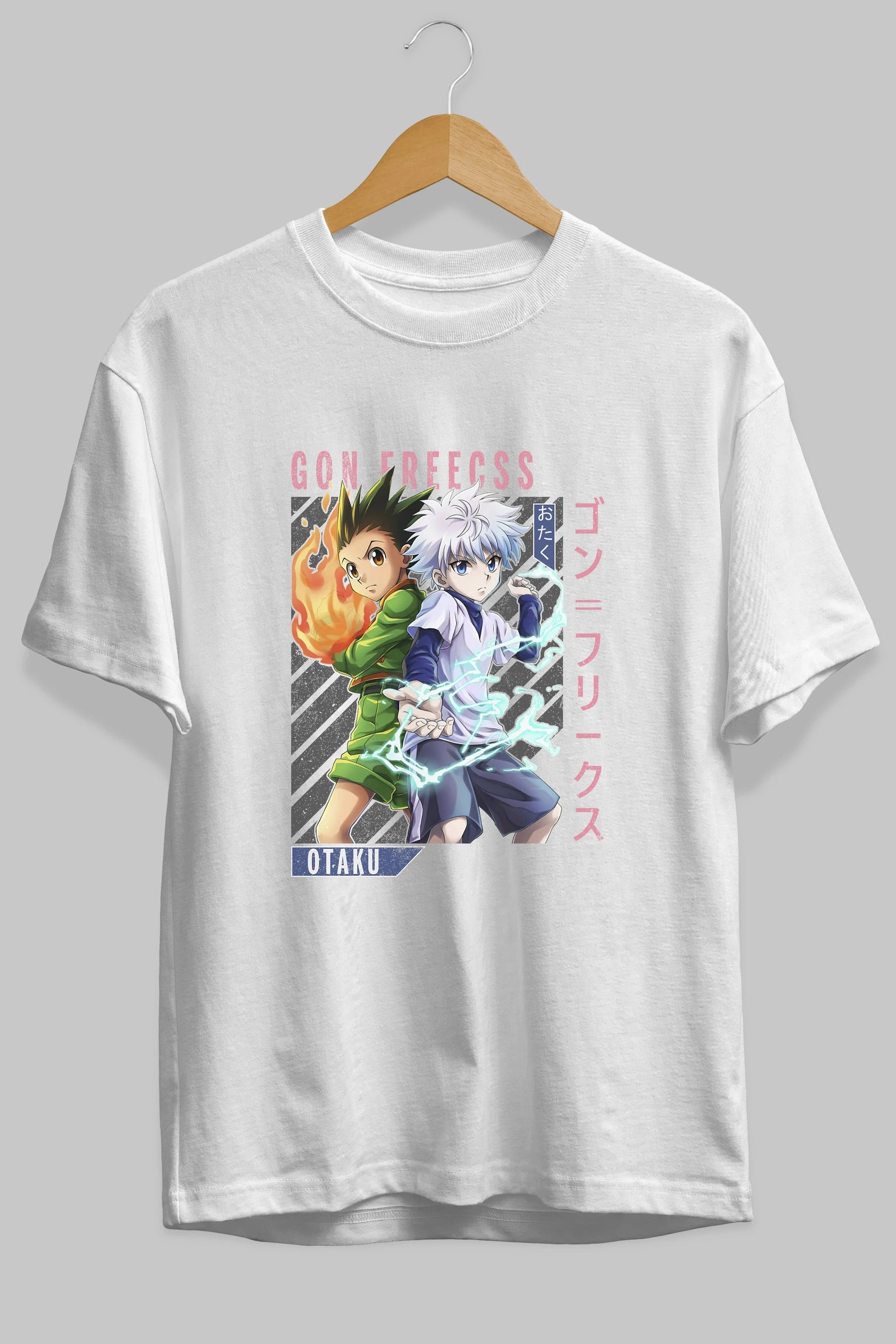 Gon Freecss HUNTER X HUNTER 1 Anime Ön Baskılı Oversize t-shirt %100 pamuk Erkek Kadın Unisex