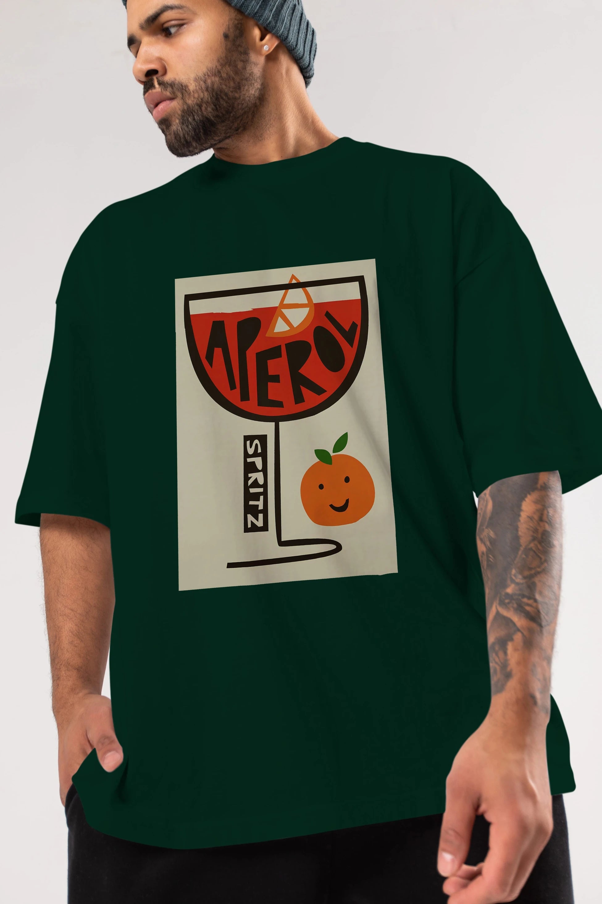 Aperol Spritz 9 Ön Baskılı Oversize t-shirt Erkek Kadın Unisex %100 Pamuk Bisiklet Yaka tişort