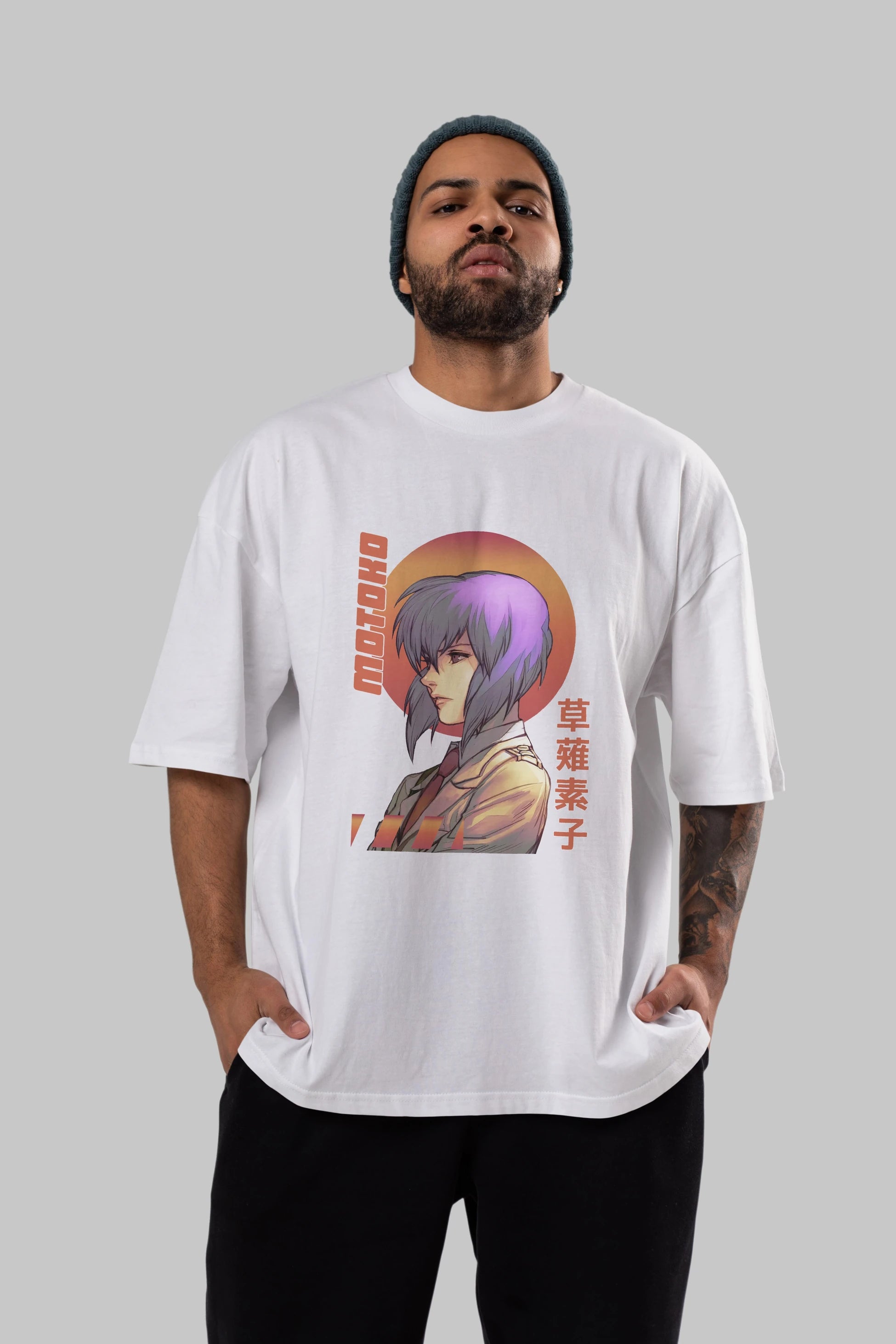 Motoko Kusanagi 10 Anime Ön Baskılı Oversize t-shirt %100 pamuk Erkek Kadın Unisex