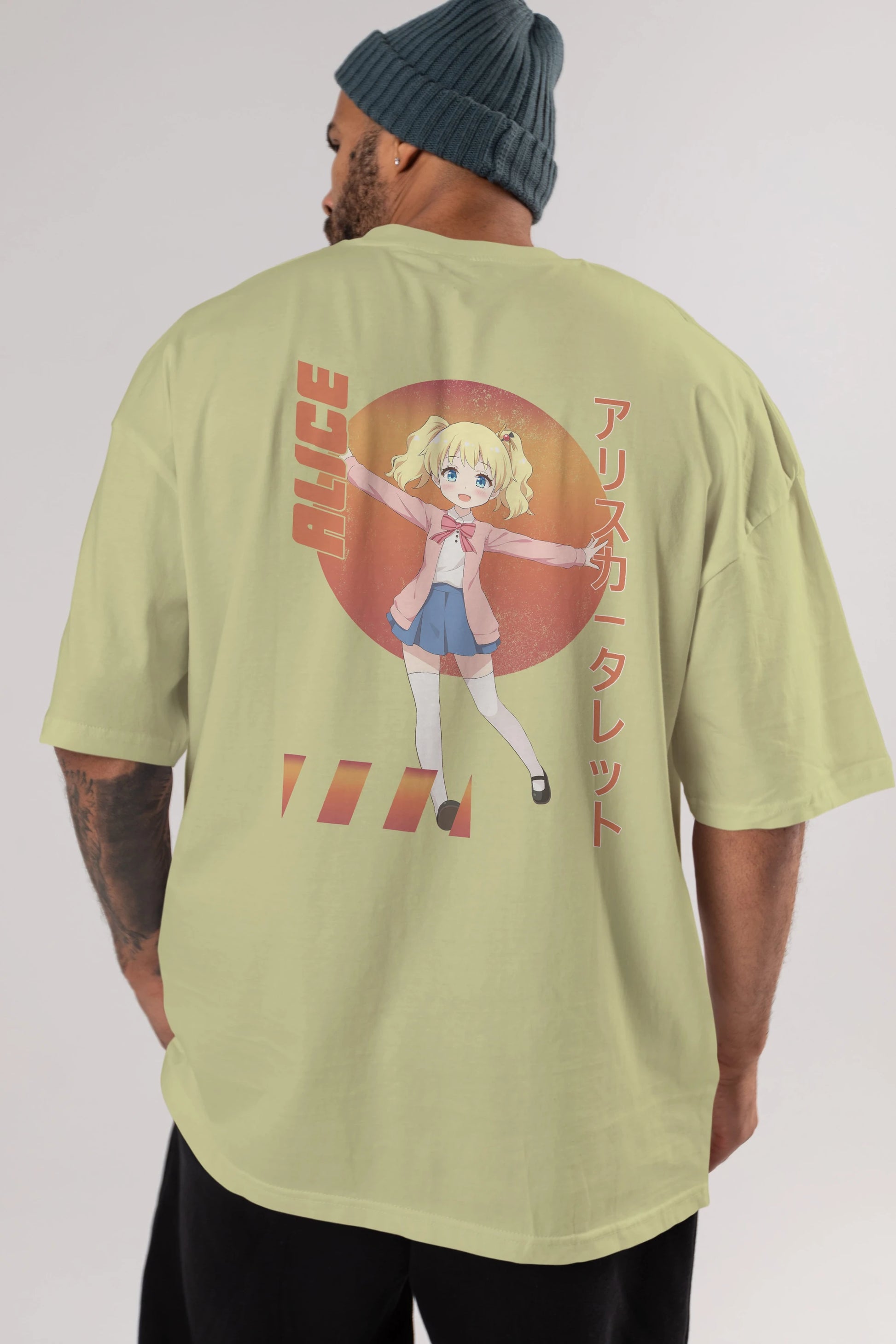 Alice Cartelet 15 Anime Arka Baskılı Oversize t-shirt Erkek Kadın Unisex