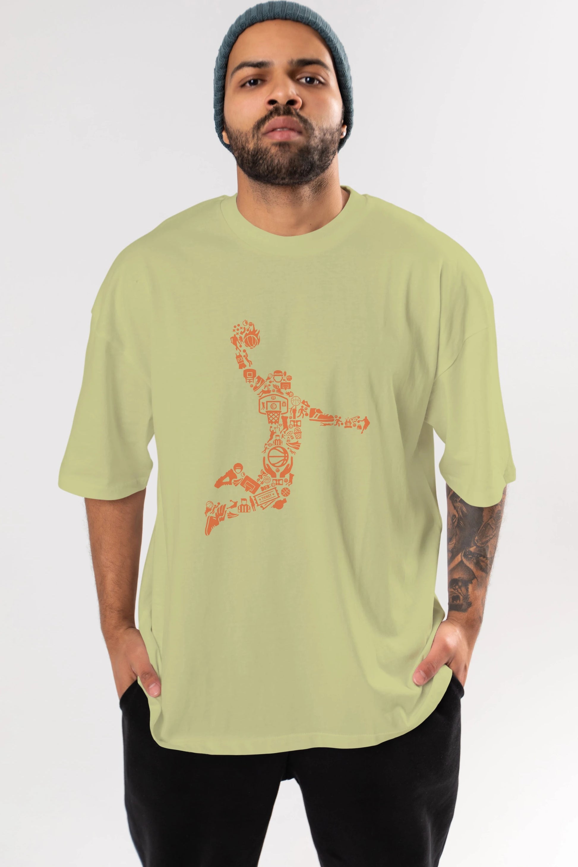 Basketball Player Ön Baskılı Oversize t-shirt %100 pamuk Erkek Kadın Unisex
