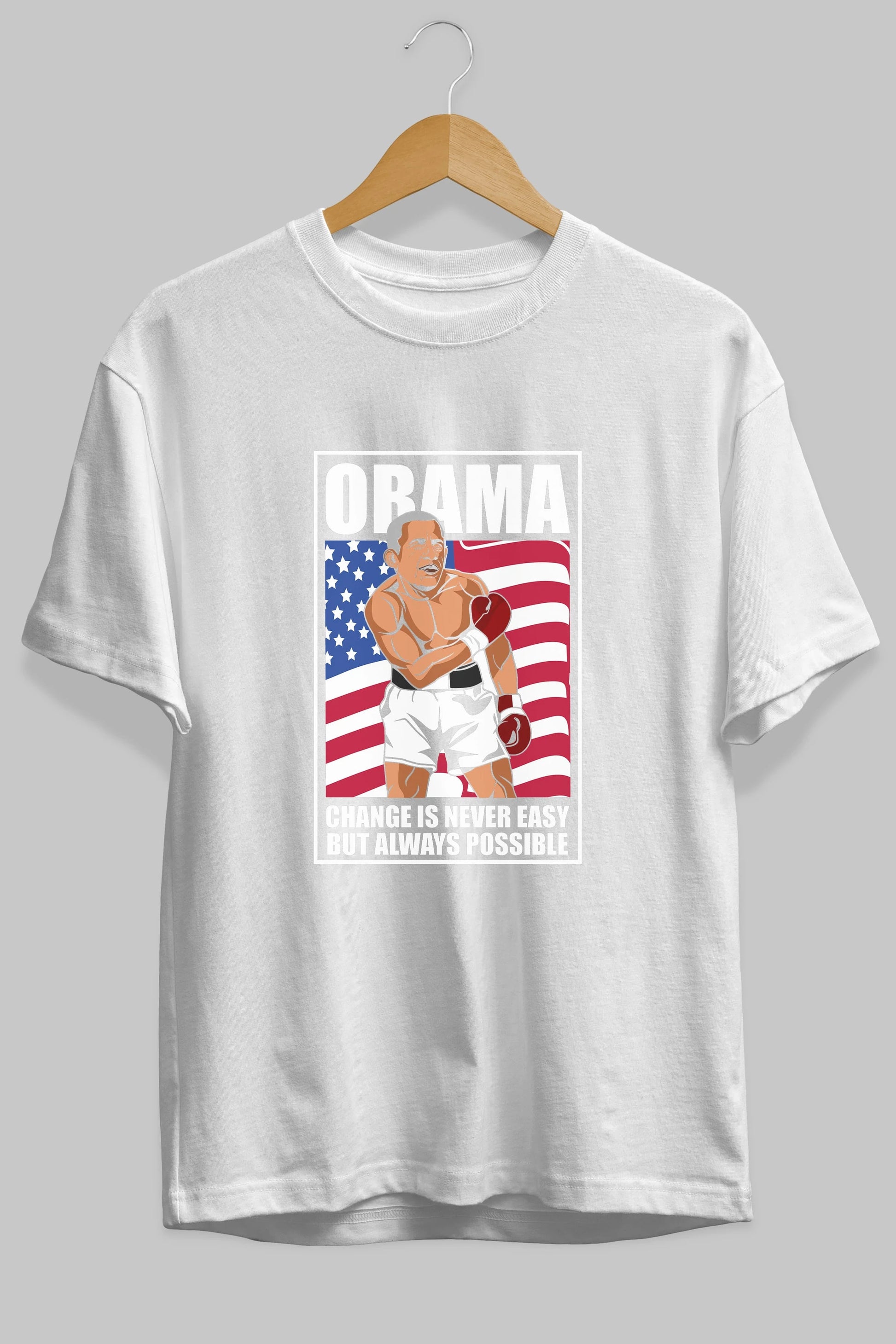 Obama Ön Baskılı Oversize t-shirt Erkek Kadın Unisex %100 Pamuk tişort