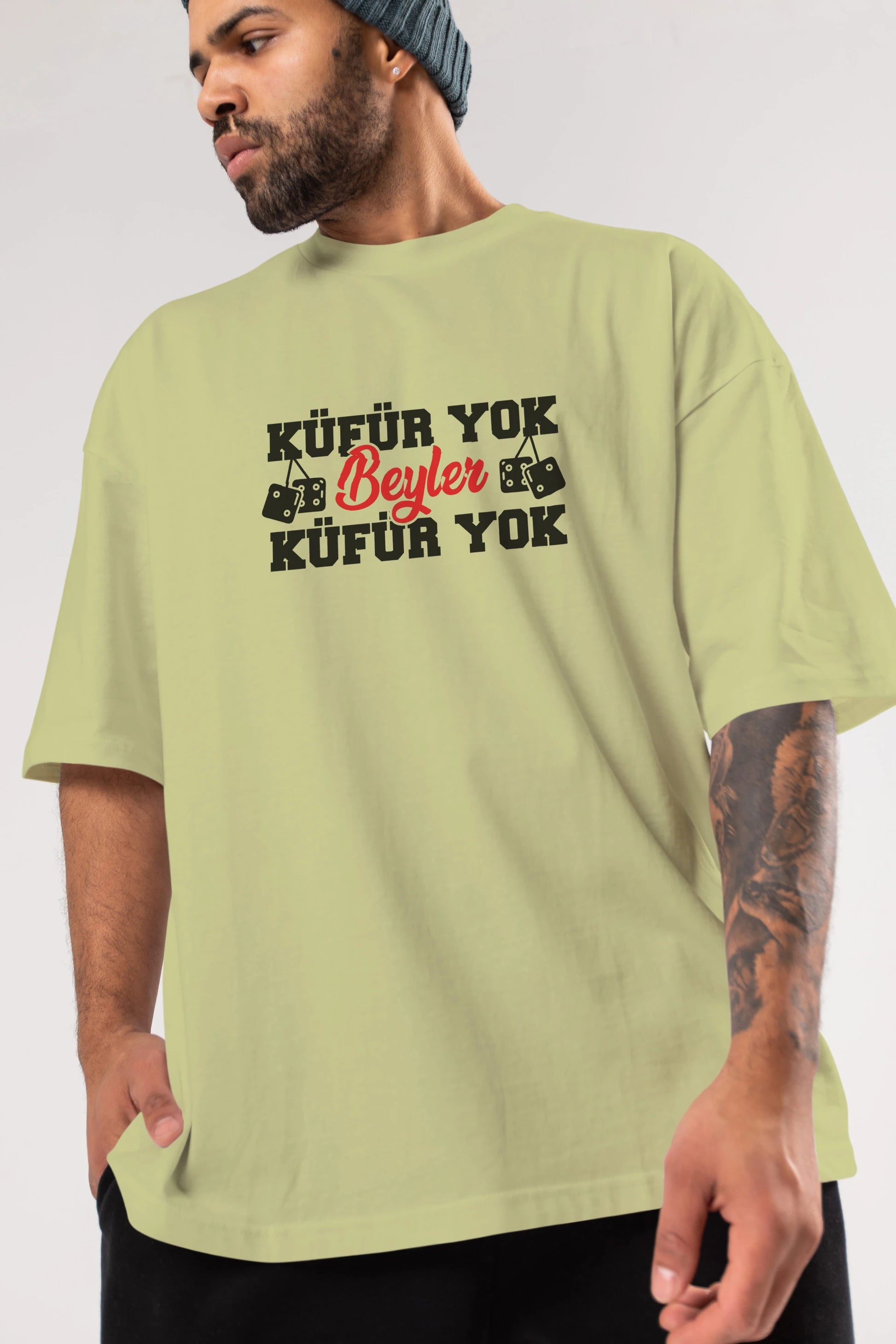 Küfür Yok Beyler Ön Baskılı Oversize t-shirt %100 pamuk Erkek Kadın Unisex