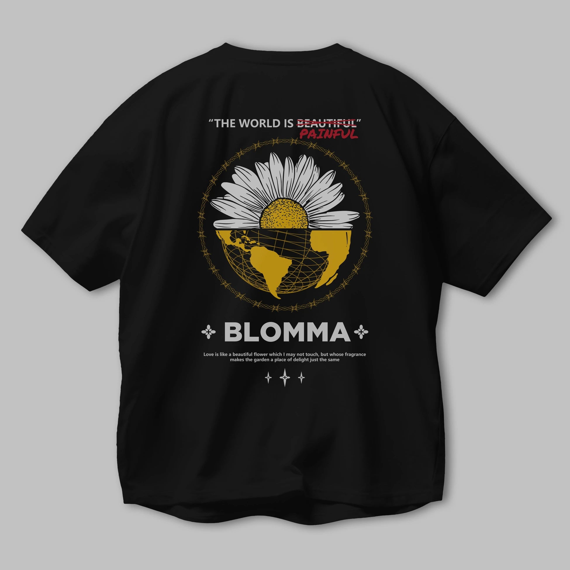 Blomma Arka Baskılı Oversize t-shirt Erkek Kadın Unisex