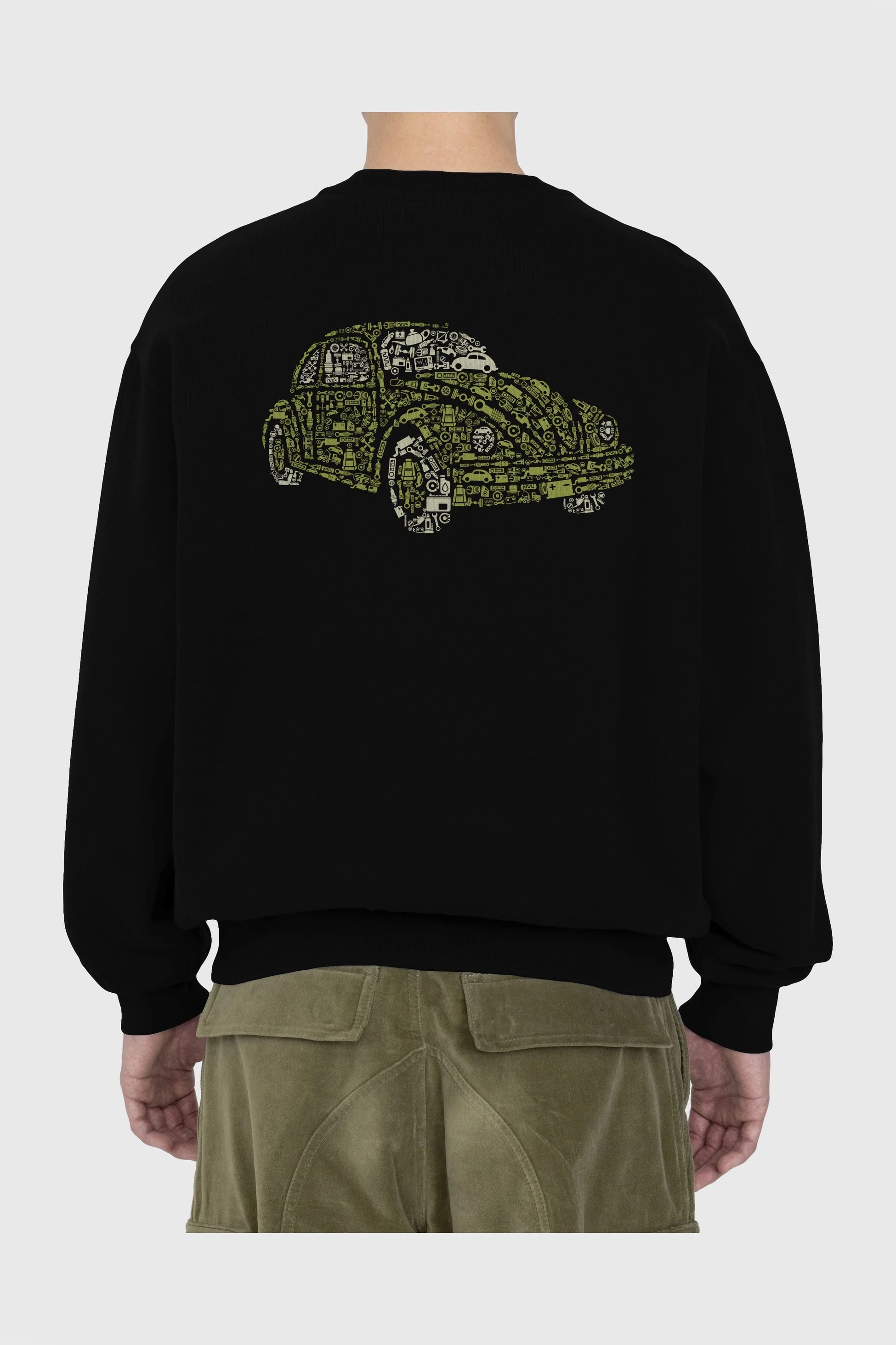 Beetle Arka Baskılı Oversize Sweatshirt Erkek Kadın Unisex