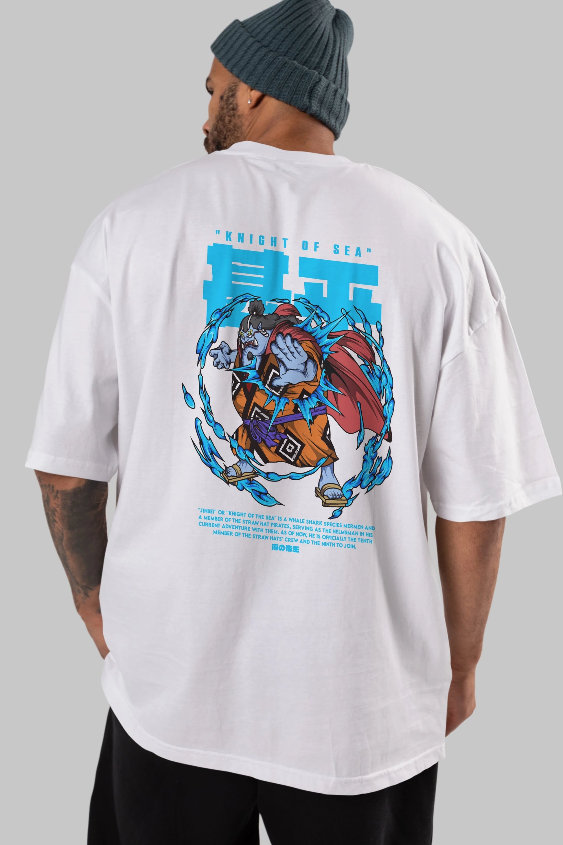 Jinbei Anime Arka Baskılı Oversize t-shirt Erkek Kadın Unisex
