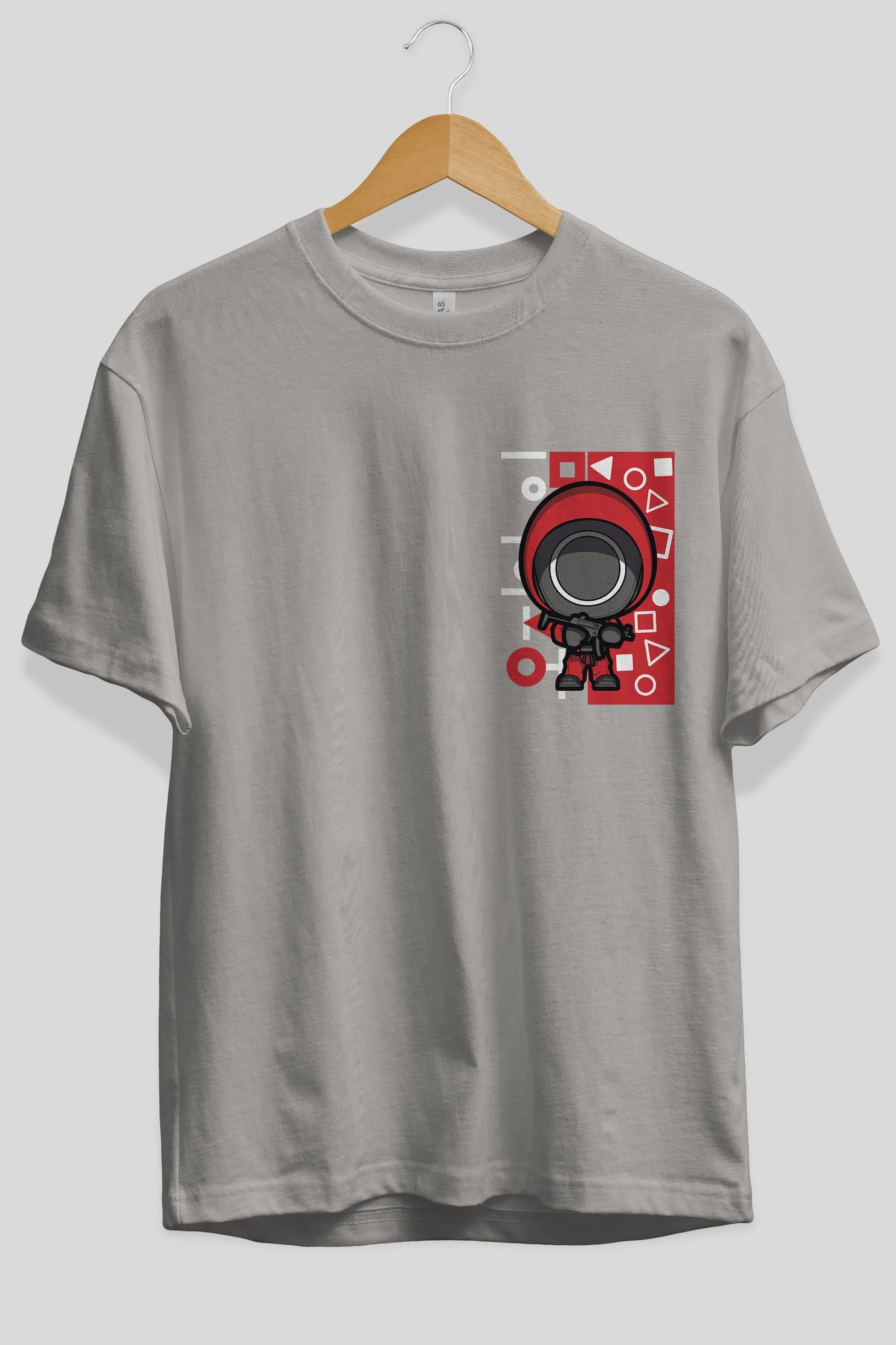 Squid Game (4) Ön Sol Baskılı Oversize t-shirt Erkek Kadın Unisex %100 Pamuk Bisiklet Yaka tişort